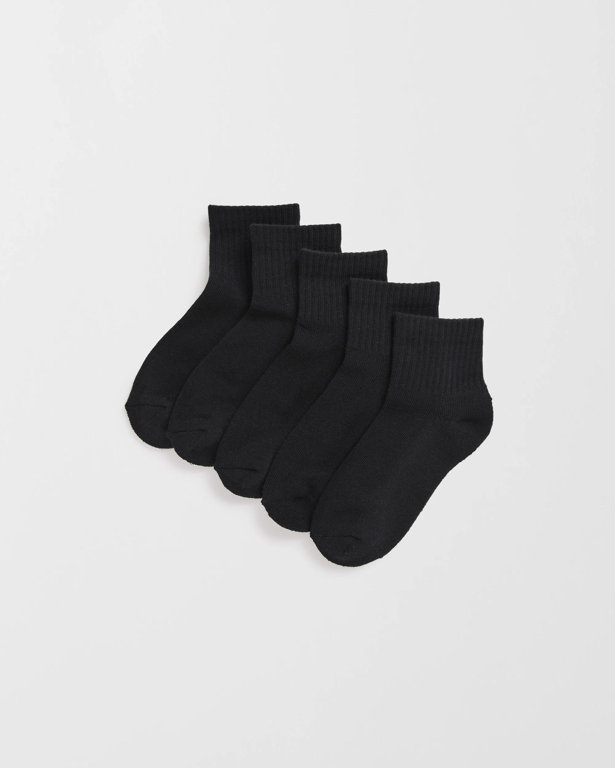 1 Maxx 5 Pack Core Sports Quarter Crew Socks BLACK, 1 of 3