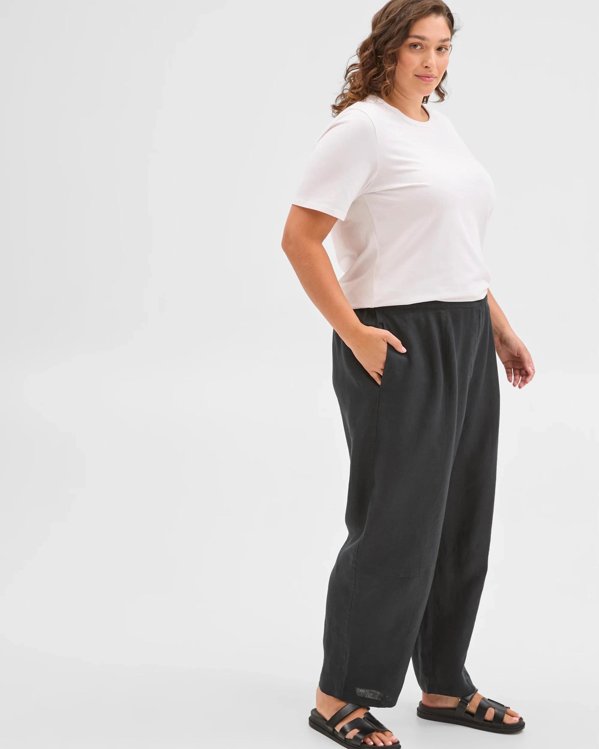 4 Target Curve Plus Size European Linen Barrel Leg Pants FNA BLACK, 4 of 6
