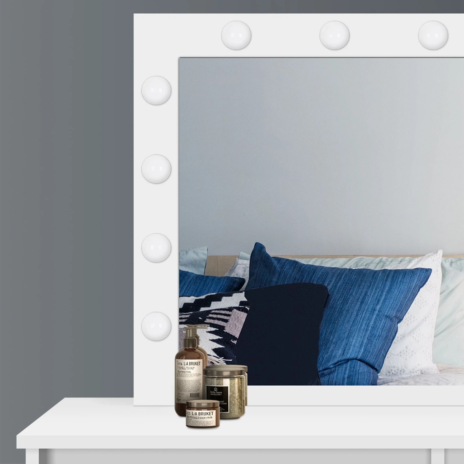 7 Alfordson Dressing Table Stool Set Makeup Mirror Desk LED 12 Bulbs - White, 7 of 10