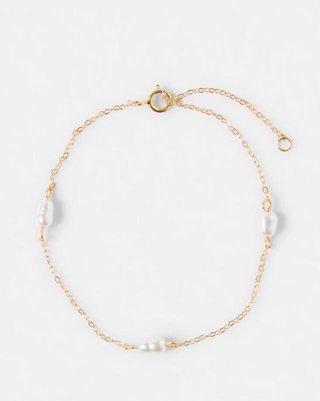 Gold Plated Sterling Silver 925 Faux Pearl Brac