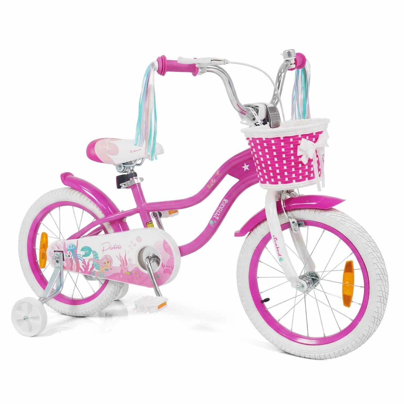 1 Costway 40cm Kids Bicycle Adjustable Mermaid Girls Bike w/Training Wheels, 1 of 1