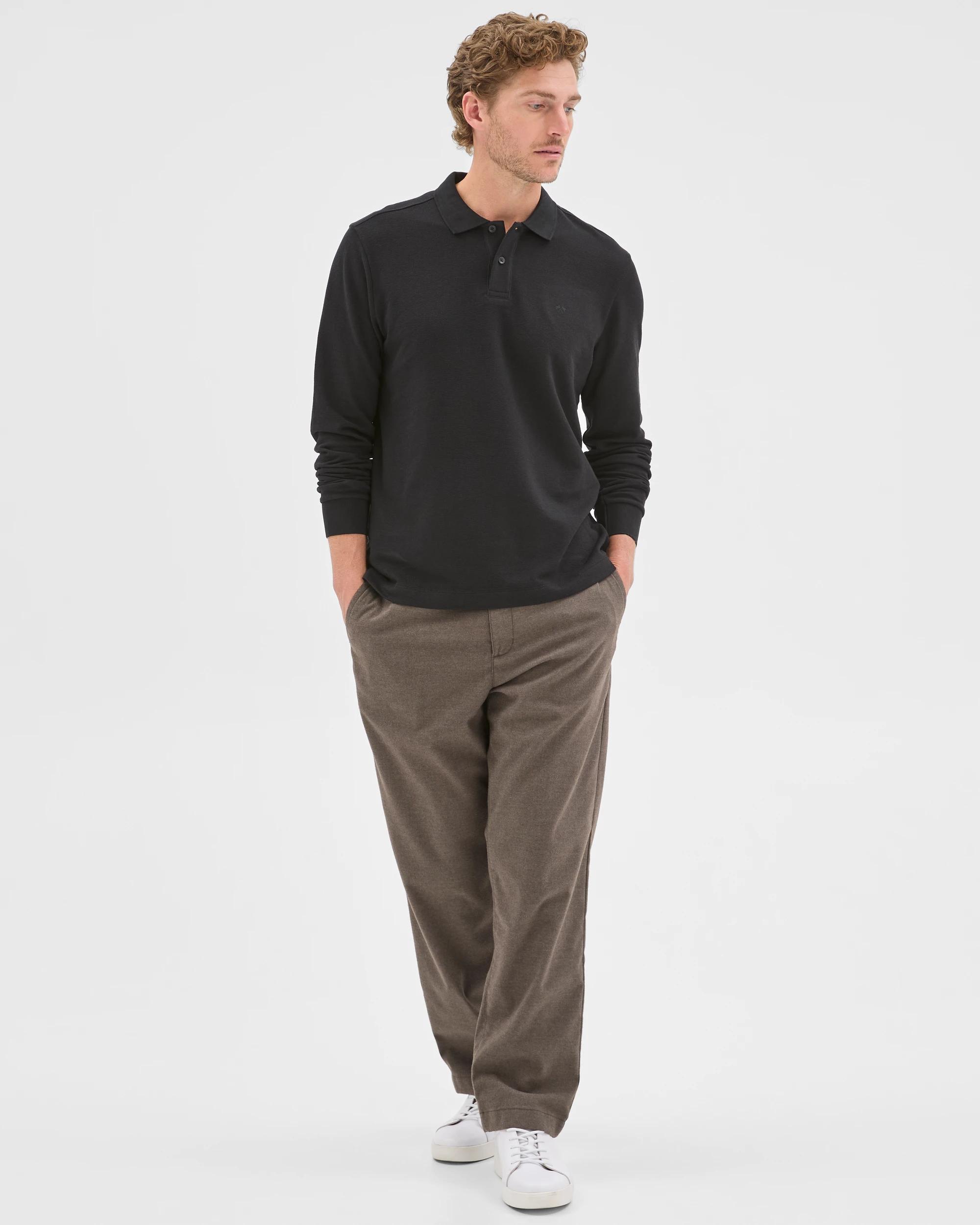 2 Target Man Australian Cotton Blend Boucle Polo Top BLACK, 2 of 6