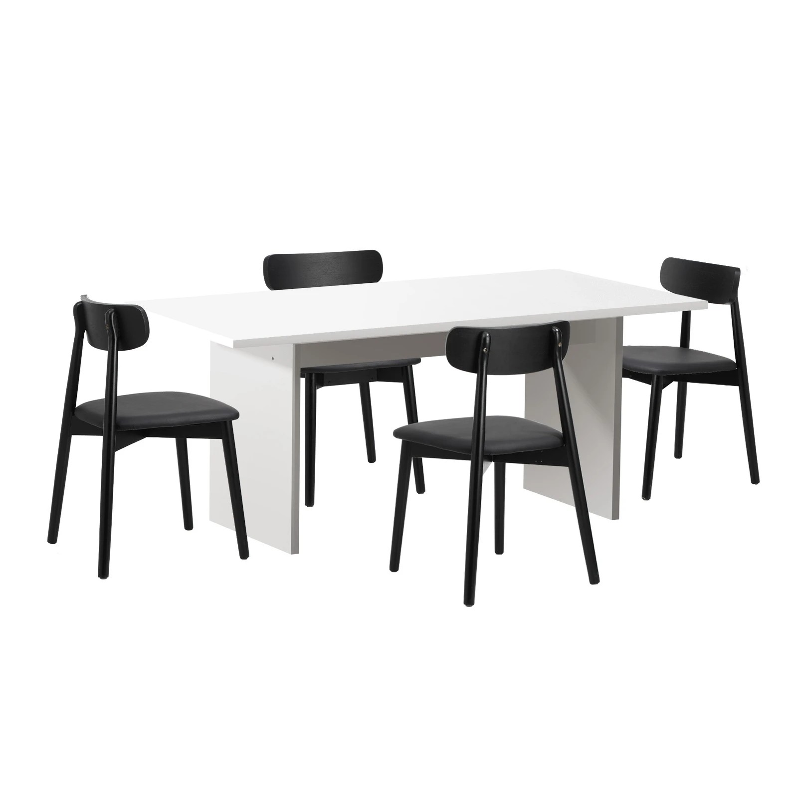 6 Oikiture 4-Seater Dining Table and Chairs Wooden Furniture Set - Black, 6 of 9