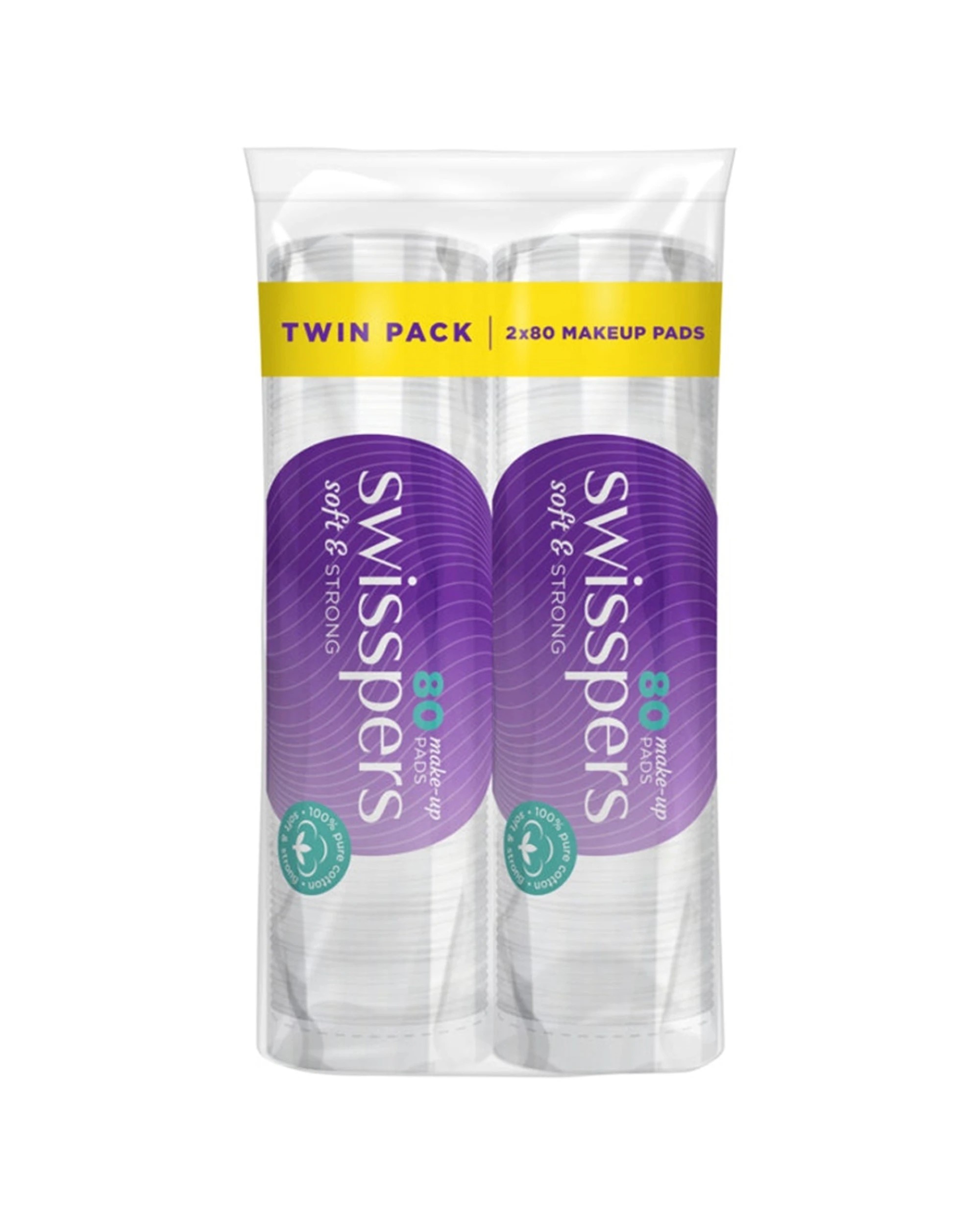 1 Swisspers Make-Up Pads - 2x80 Pack - White, 1 of 4