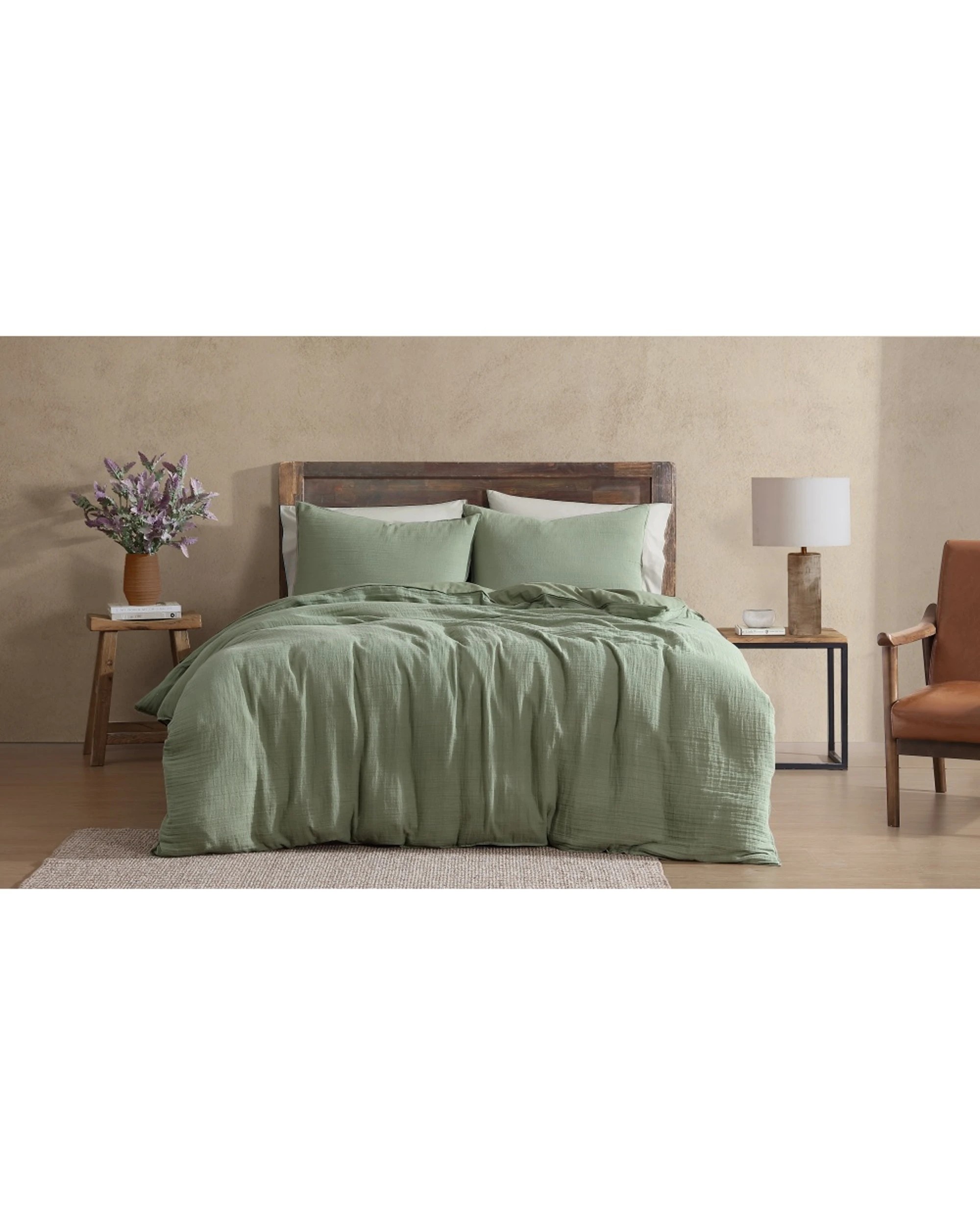 1 Ardor Earth 100% Cotton Olive Quilt Cover Set Home Bedding Queen - Green, 1 of 1