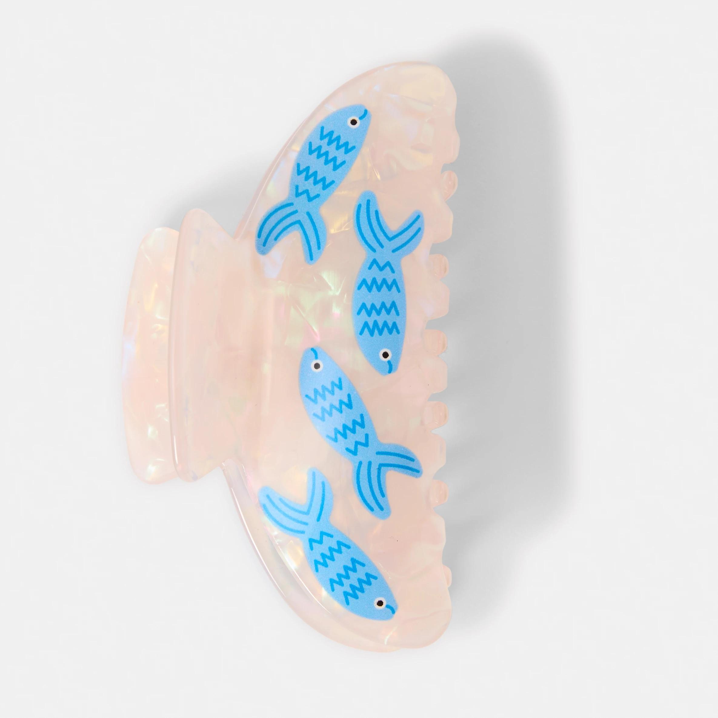 1 Blue Fish Print Claw Hair Clip Blue, 1 of 4