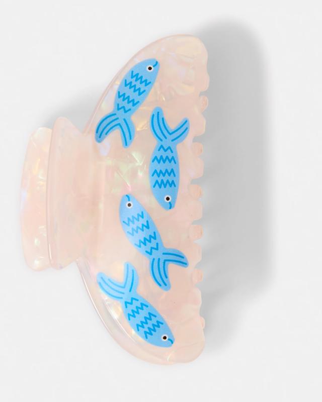 Blue Fish Print Claw Hair 
