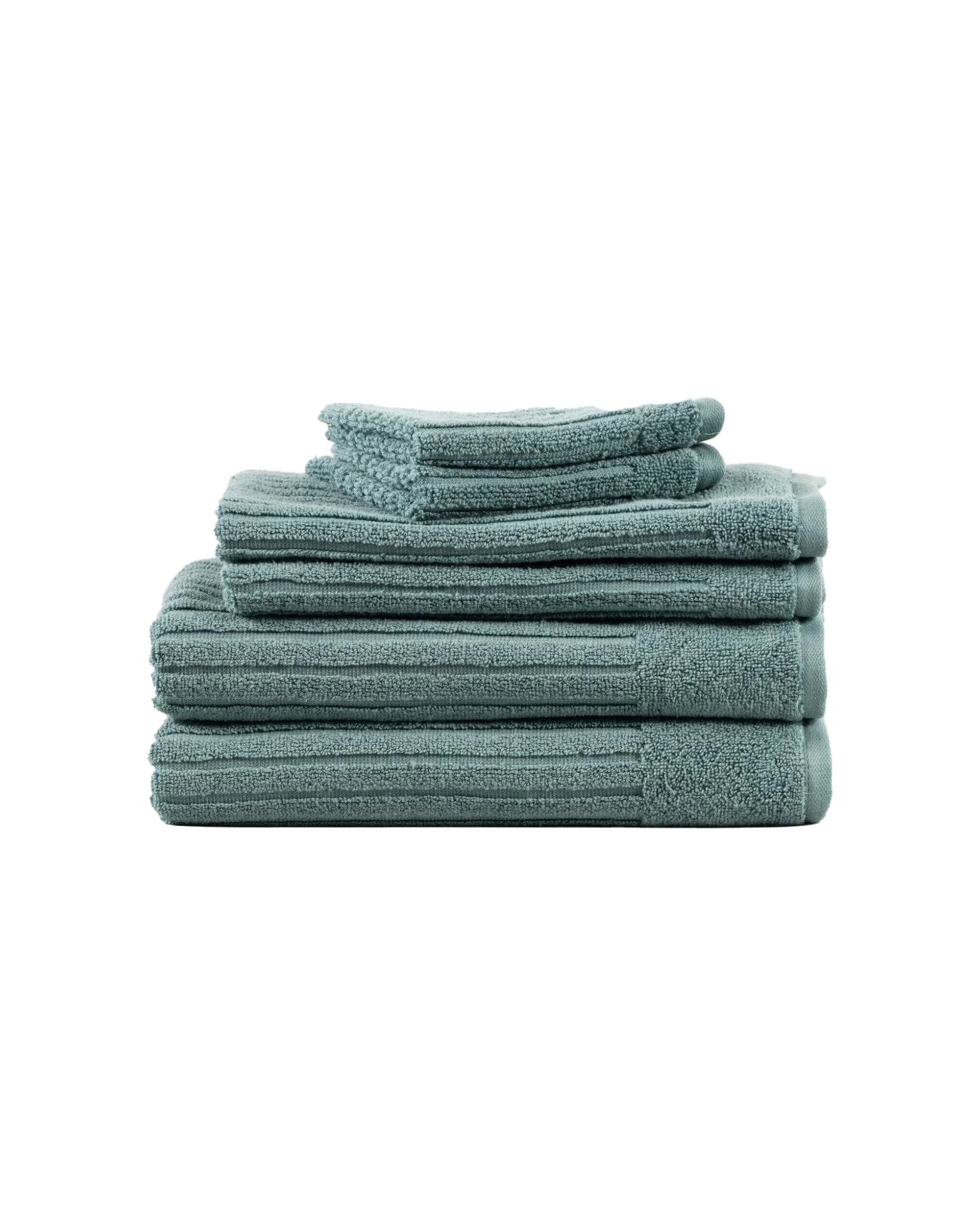 1 Canningvale Caressa 6pc Bath Hand Face Washers Towel Set Mineral - Green, 1 of 5