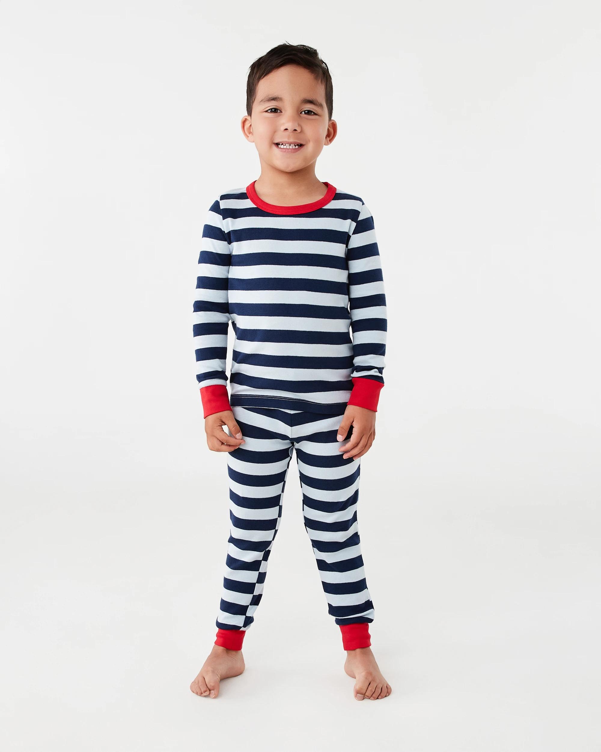 1 Rib Pyjama Set Blu Stripe, 1 of 5