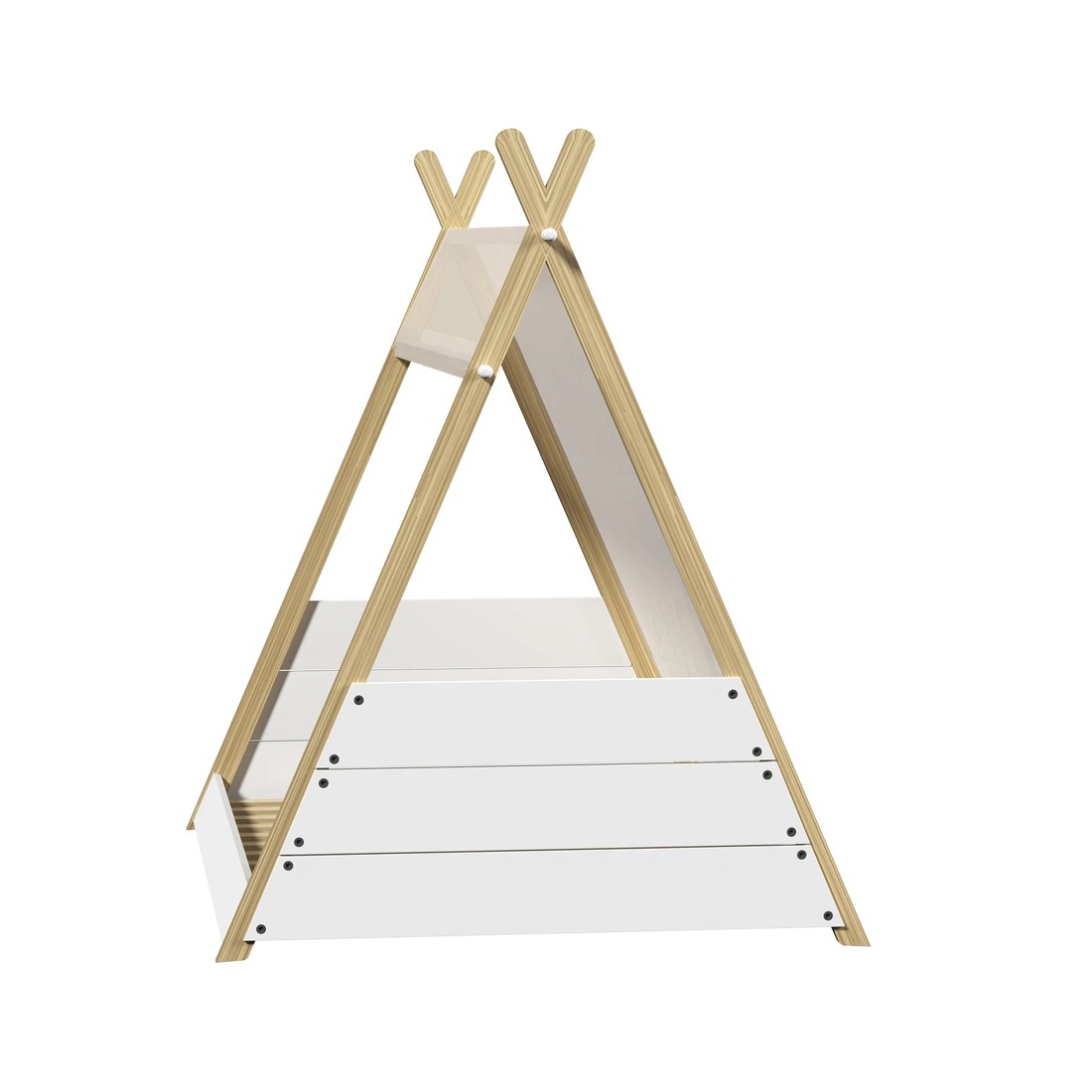 7 Oikiture Kids Bed Frame Wooden Timber Single Canvas Teepee Bed Frame Platform
 - Multi, 7 of 10