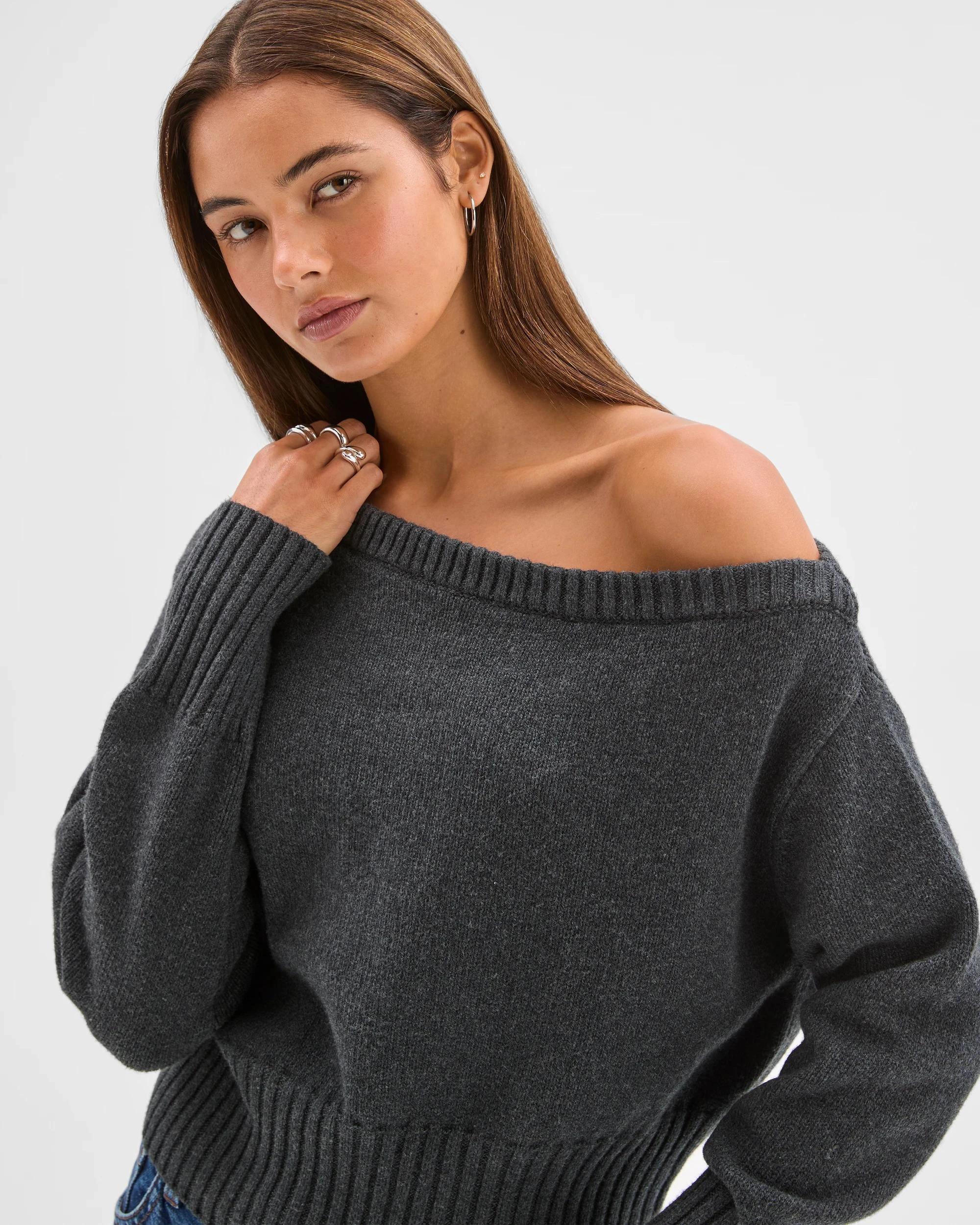 6 Lily Loves Off Shoulder Jumper ONYX MARLE, 6 of 7