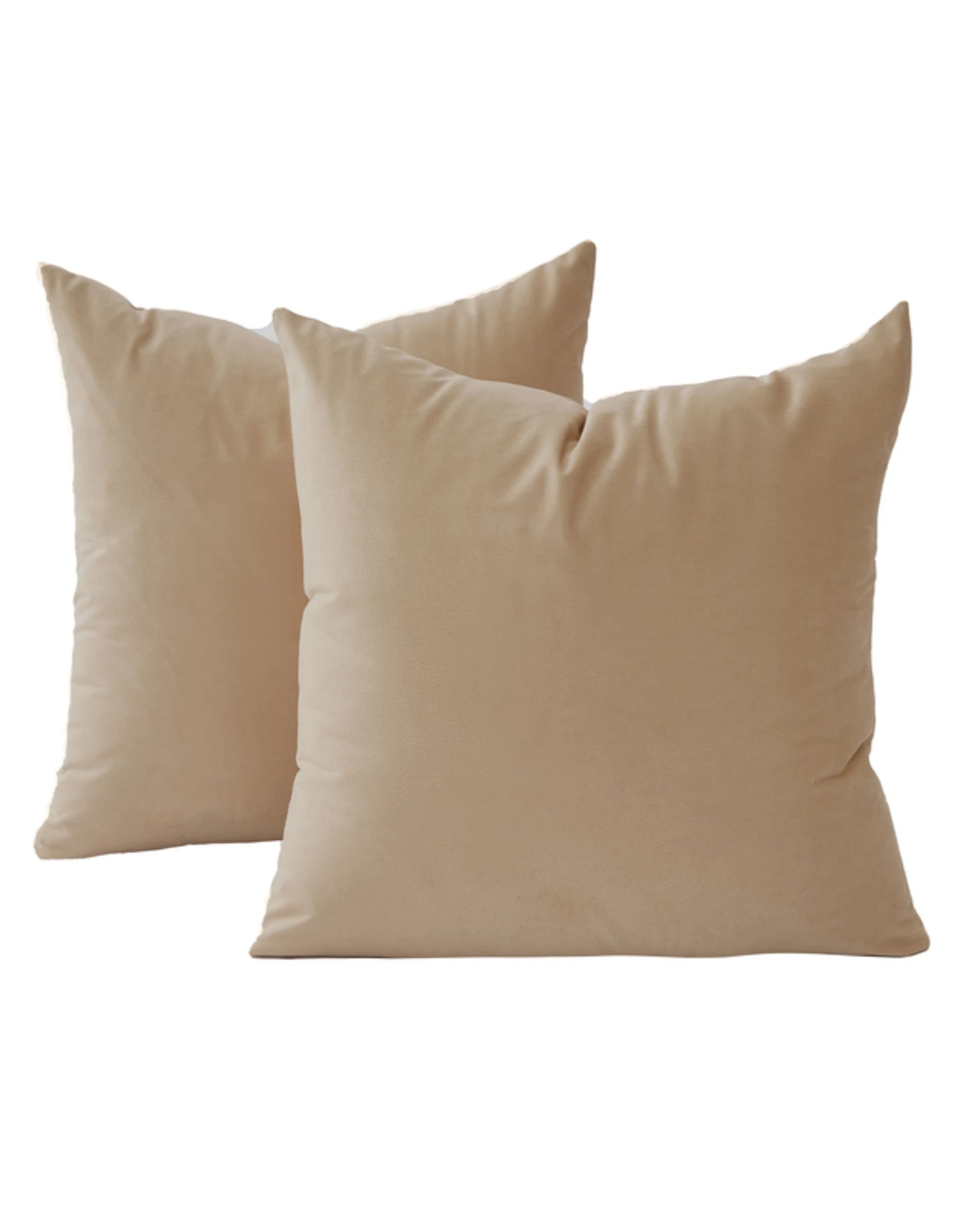 1 Gioia Casa 2-Pack Velvet European Pillowcases - Beige - 65x65cm, 1 of 2