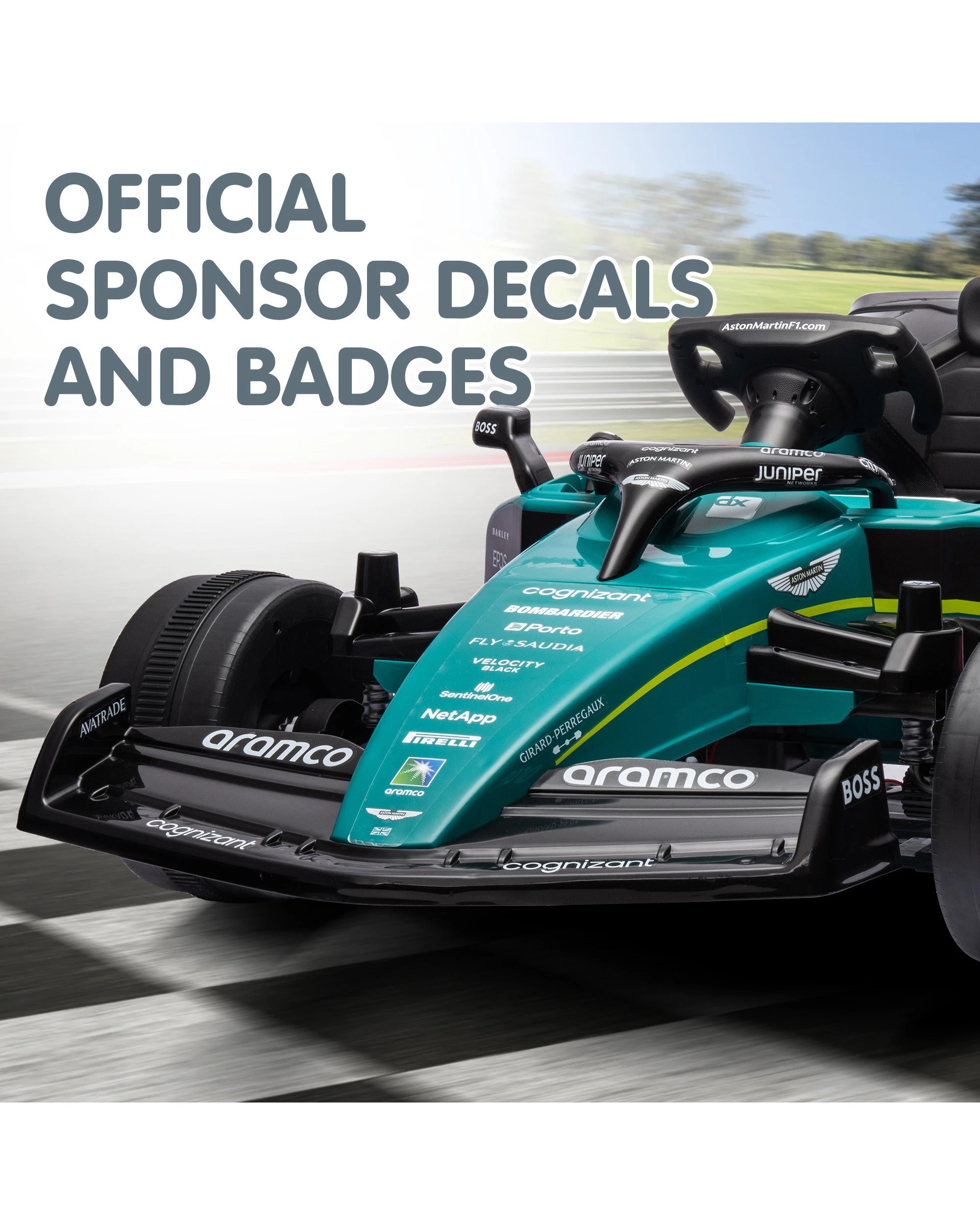 6 Kahuna Aston Martin Aramco F1 Licensed Electric Kids Ride On Race Car, 6 of 10