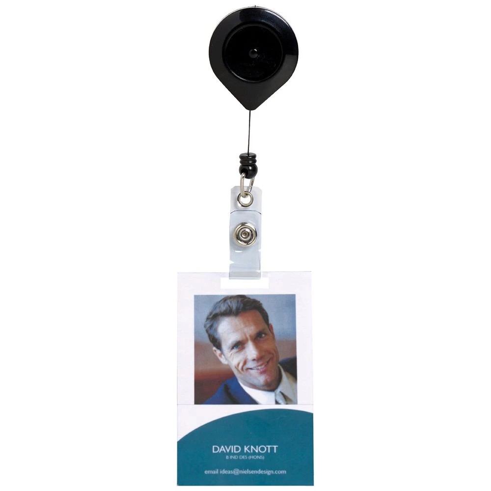 1 Rexel Lockable Retractable Badge Reel Black, 1 of 1