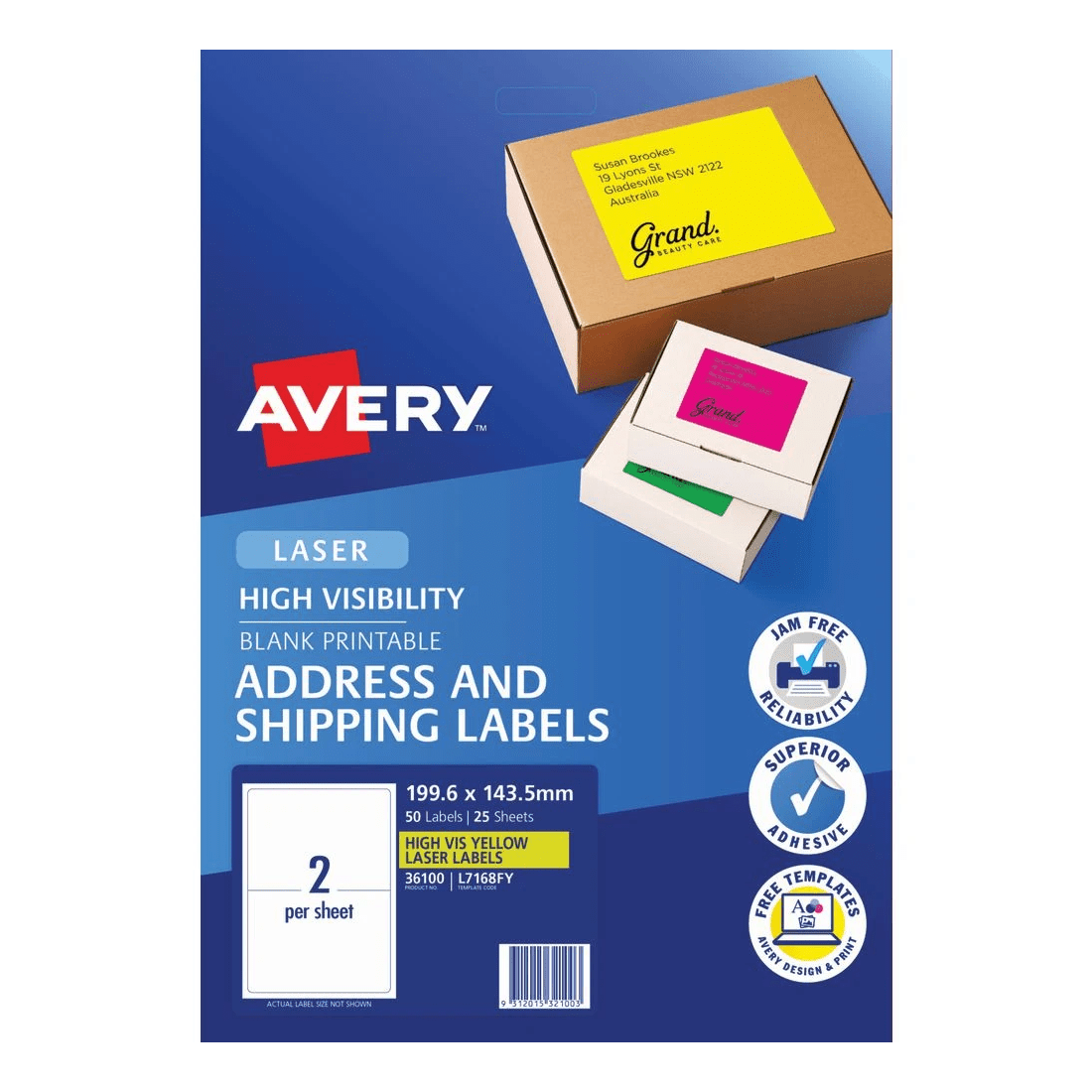 2 Avery 2UP Laser Shipping Label Yellow 25 Sheets, 2 of 3