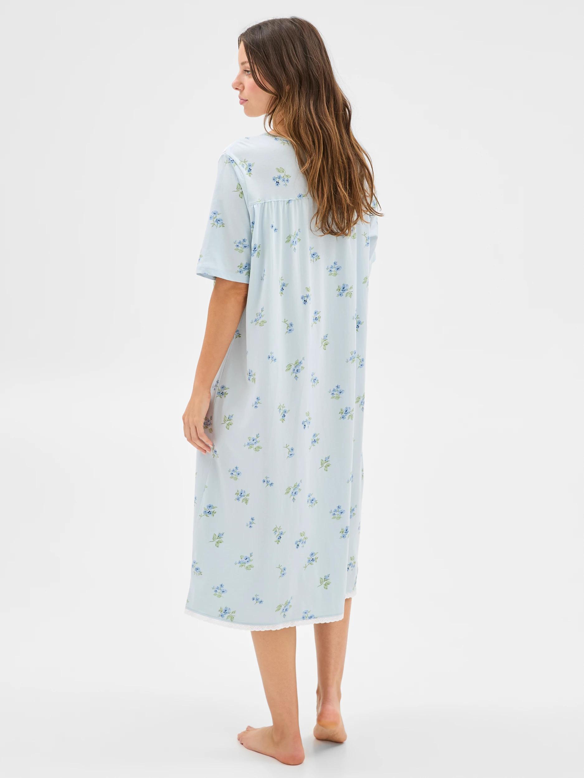 4 Target Australian Cotton Womens Short Sleeve Traditional Sleep Nightie BLUE DITSY FLORAL, 4 of 5