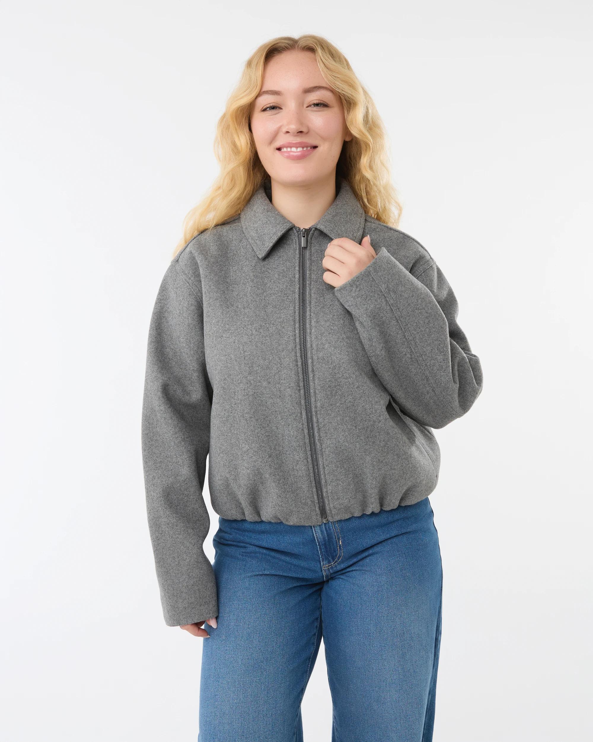 3 Bubble Hem Bomber Jacket Grey Marle, 3 of 9