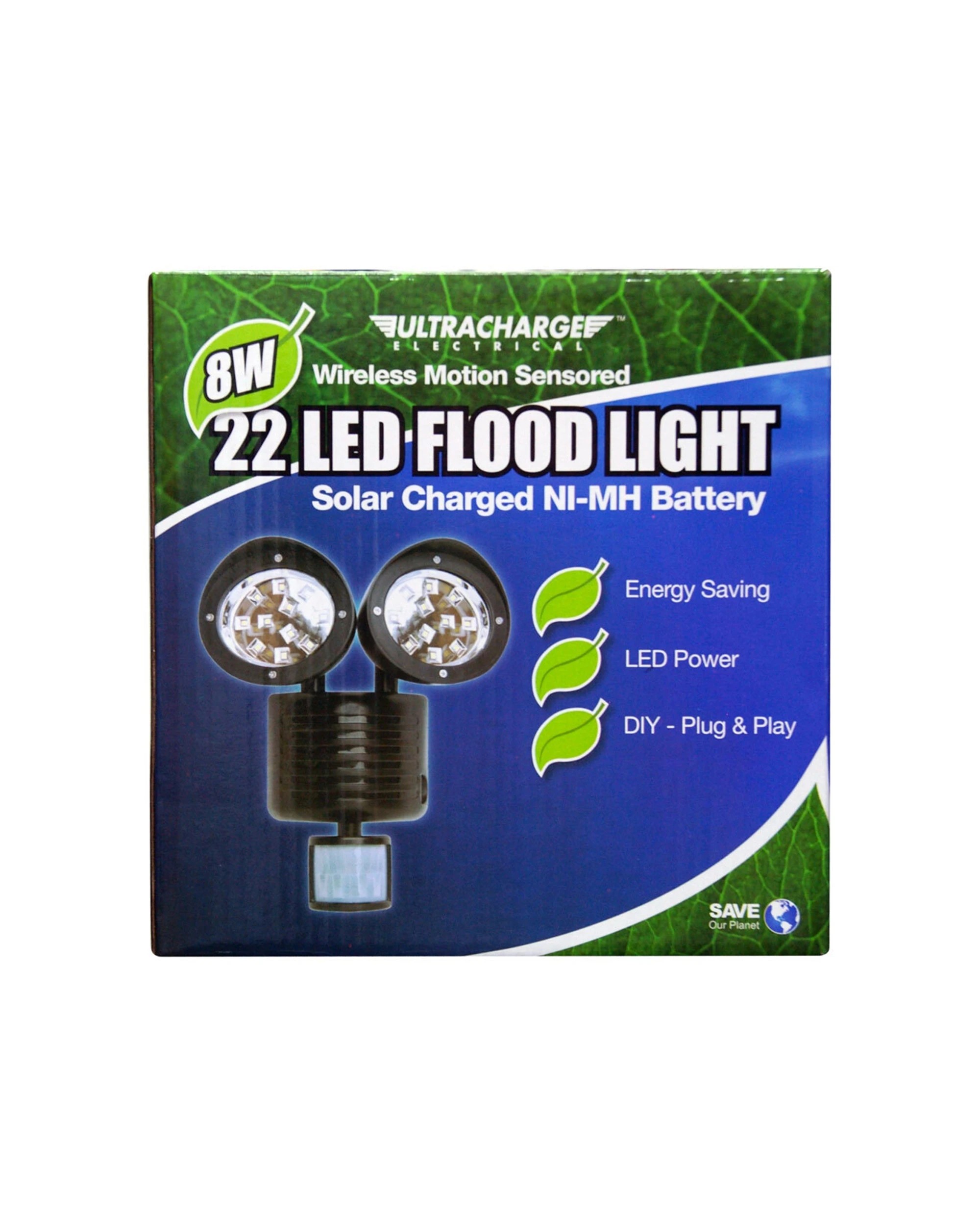 2 Ultracharge Wireless Motion Sensor 8W 22 Led Outdoor Light - Black, 2 of 5