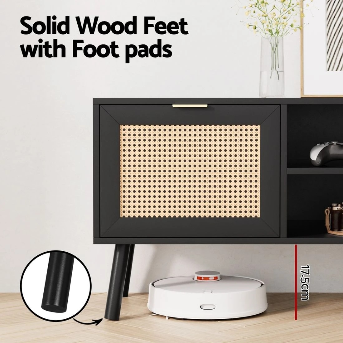 8 Artiss TV Unit 150cm Storage Cabinet - Black, 8 of 10