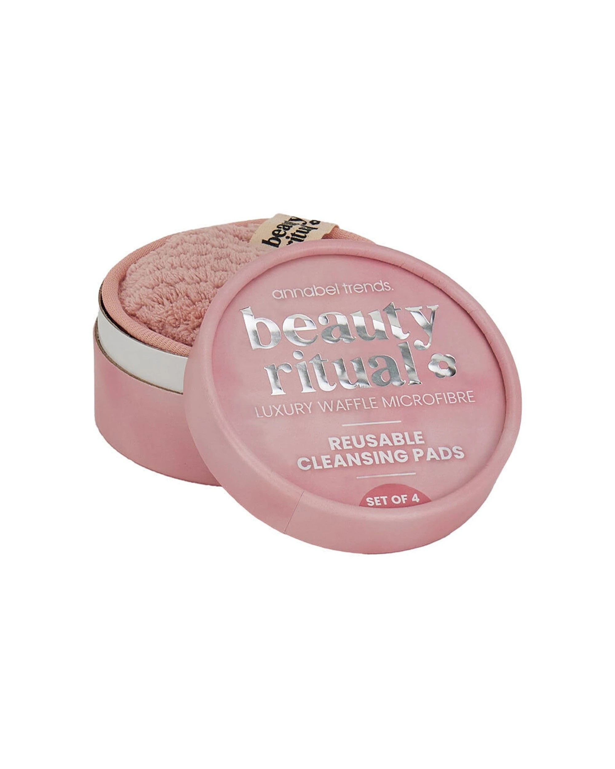 1 Annabel Trends 4pc Beauty Ritual Luxury Waffle Cleanse Pads Dusty - Pink, 1 of 5