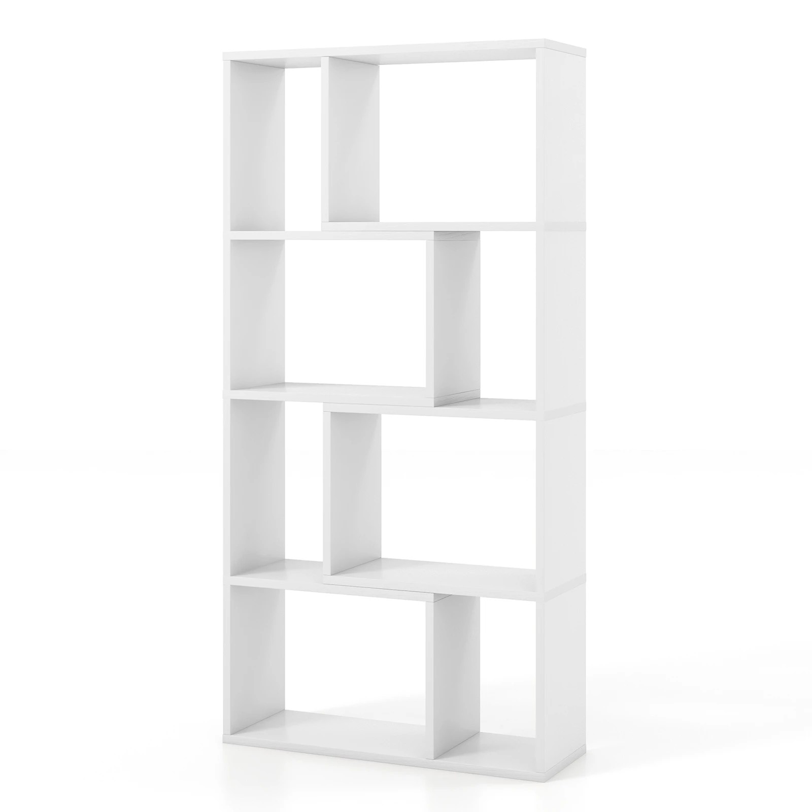1 Costway 120cm 4-Tier Bookcase 8-Cube Bookshelf Display Shelf Storage Organizer - White, 1 of 4