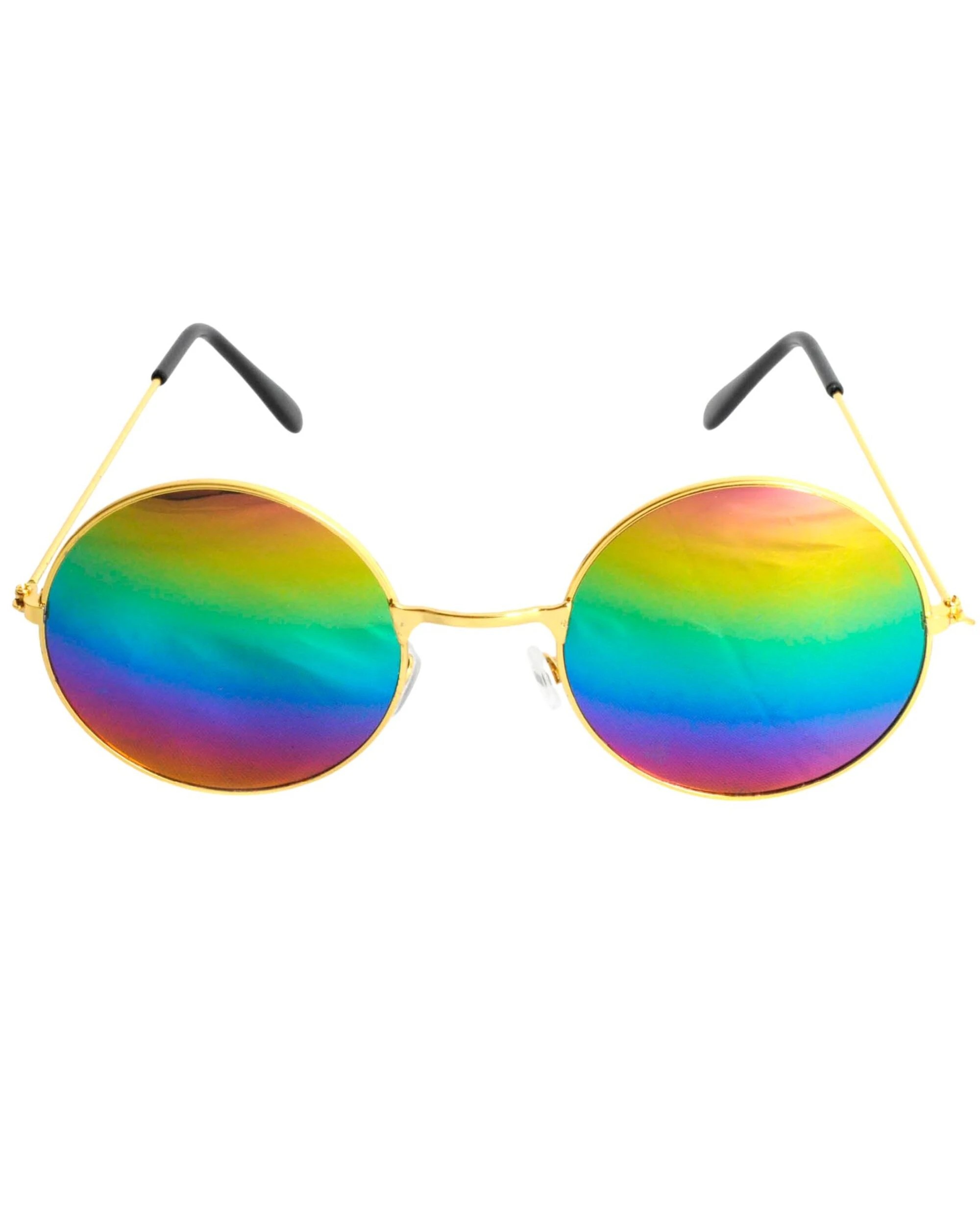 1 JD Party Adult Rainbow Round Hippie Party Glasses - One Size - Multi, 1 of 2