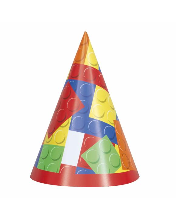 Unique Building Blocks Party Hats Pack of 8