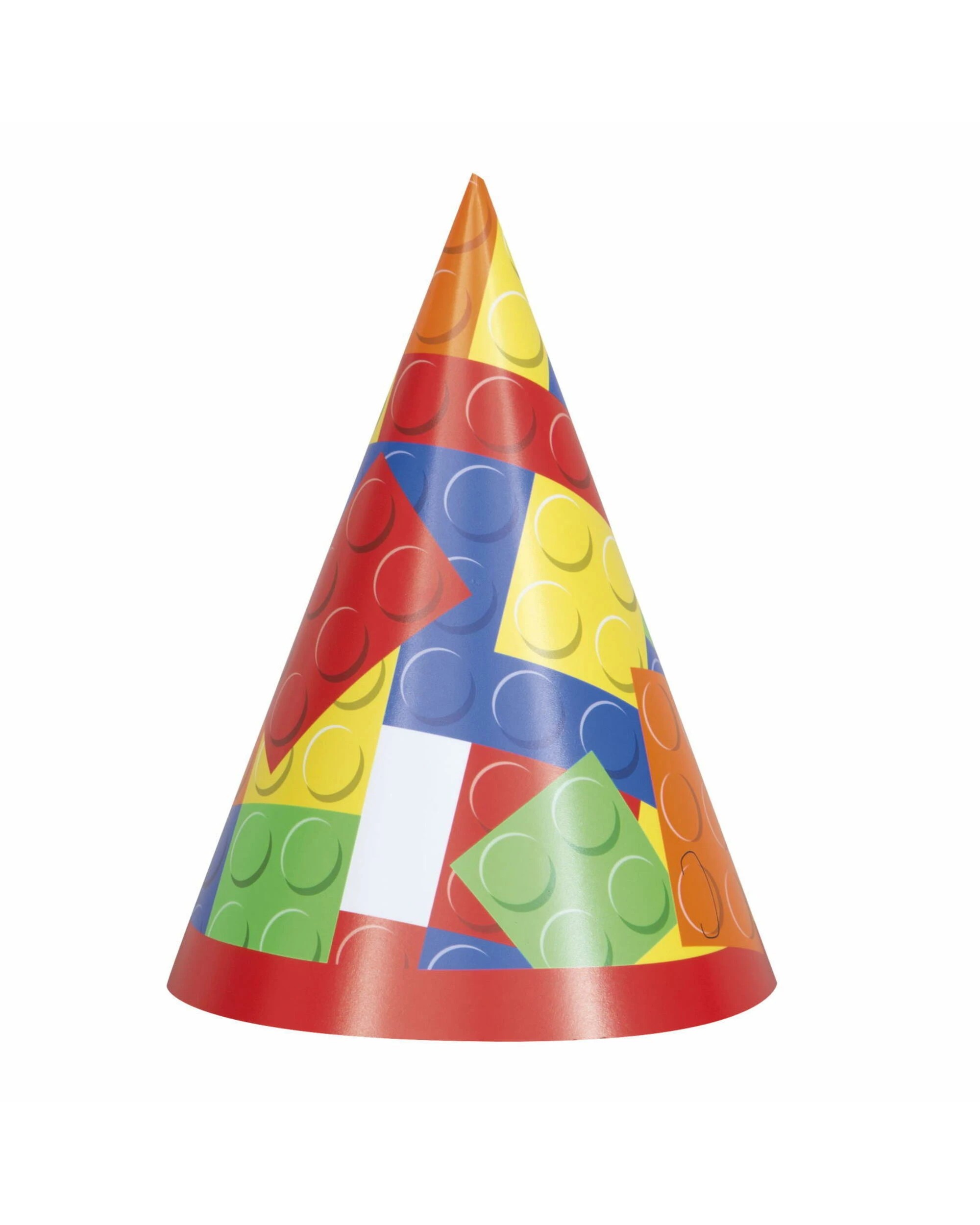 1 Unique Building Blocks Party Hats Pack of 8, 1 of 1