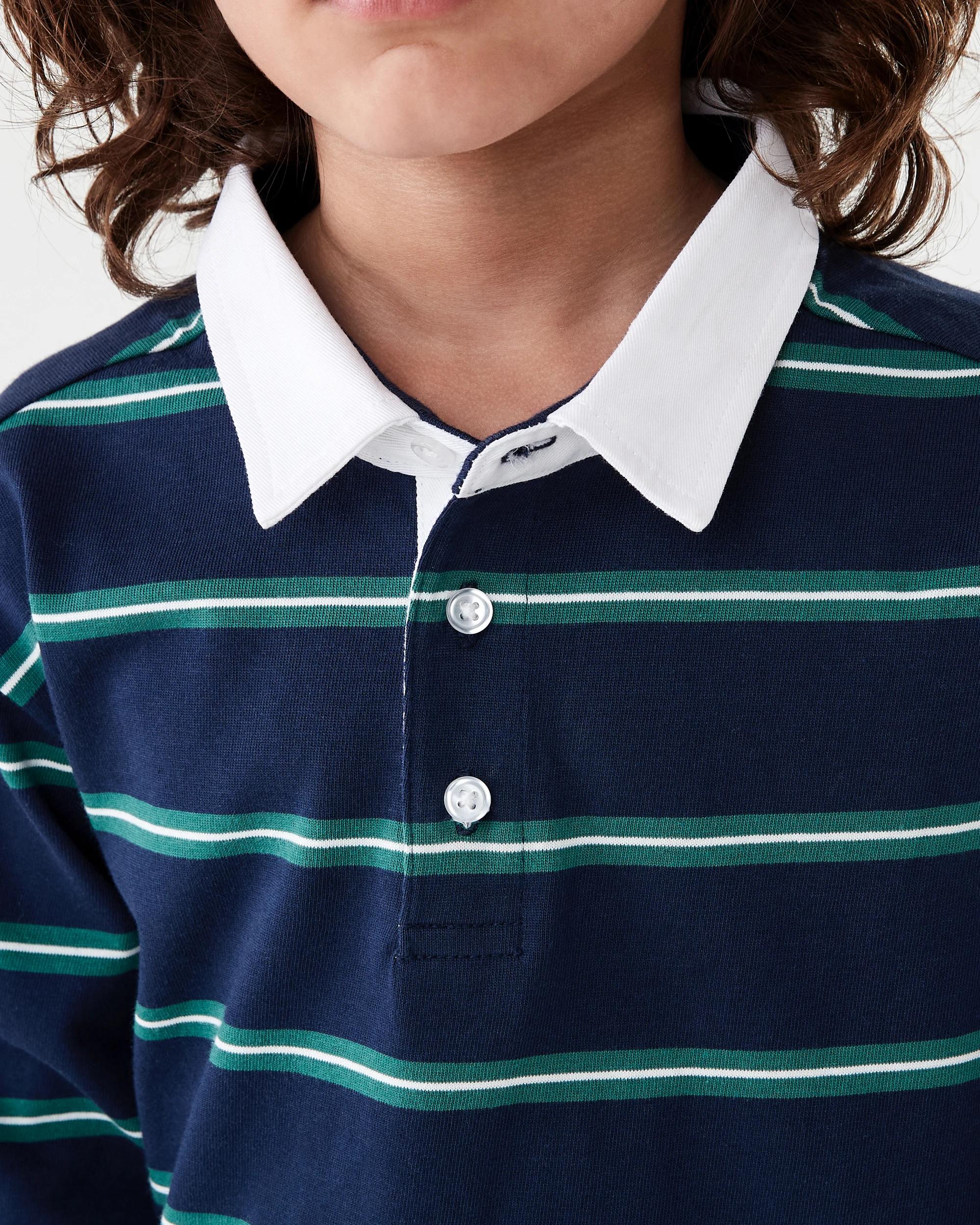 4 Long Sleeve Stripe Rugby T-shirt Blu Stripe, 4 of 7