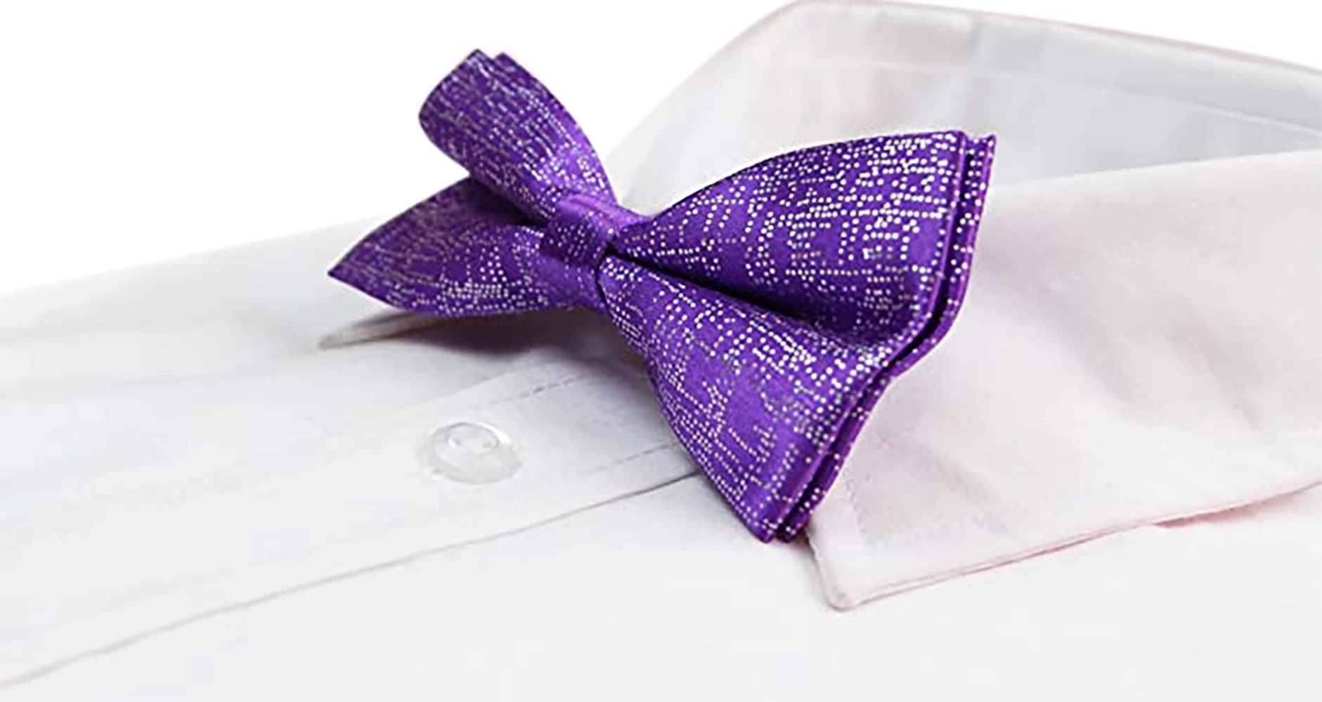 4 Zasel Mens Purple Sparkly Glitter Patterned Bow Tie - Purple, 4 of 4