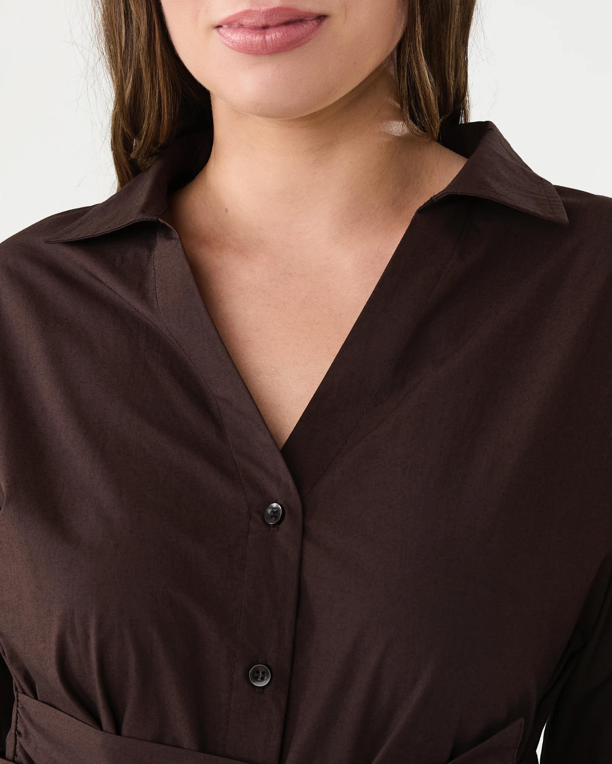 5 Long Sleeve Wrap Waist Shirt Melt Brown, 5 of 8