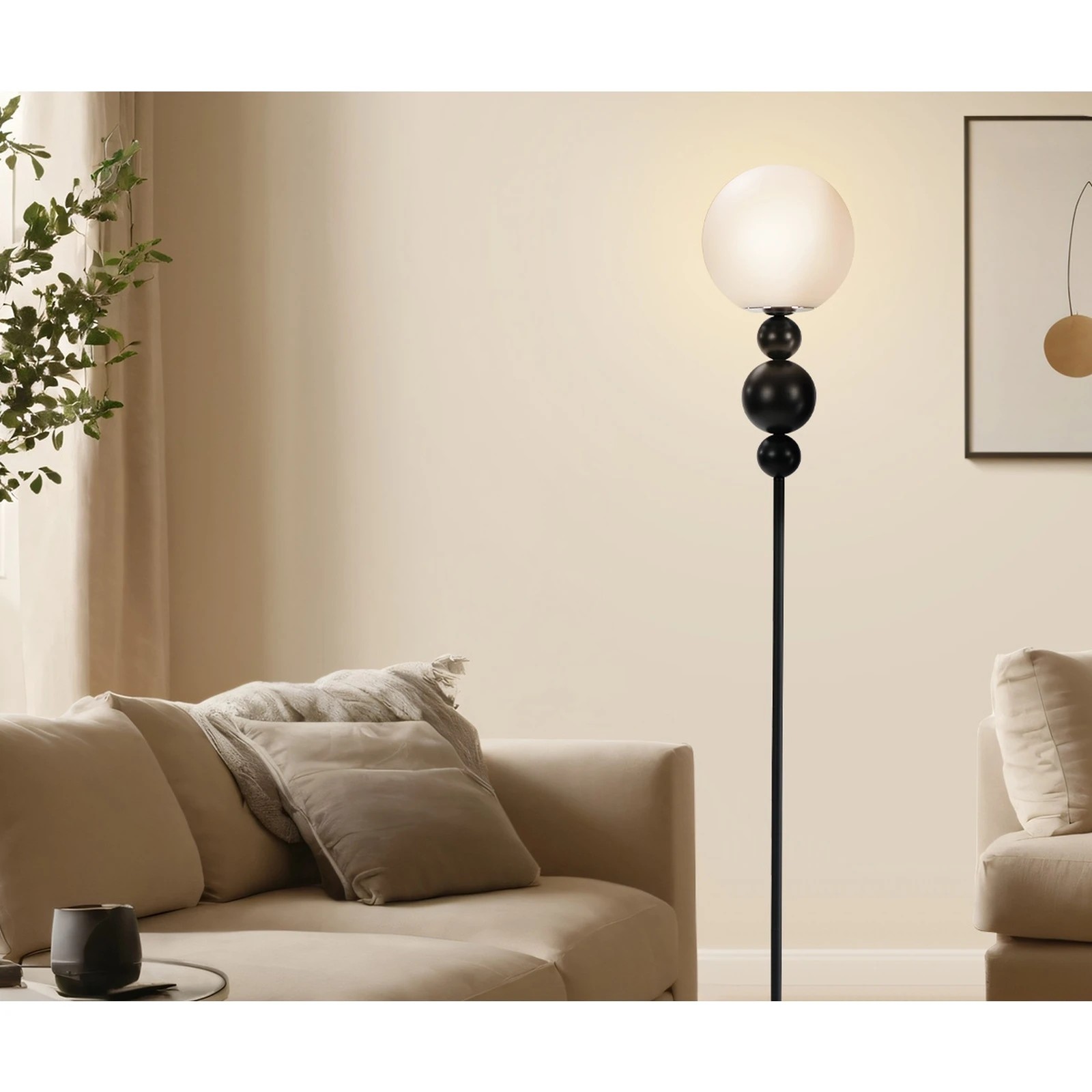 4 Oikiture Floor Lamp Standing Lamp Globe  Shade Metal - Black, 4 of 10