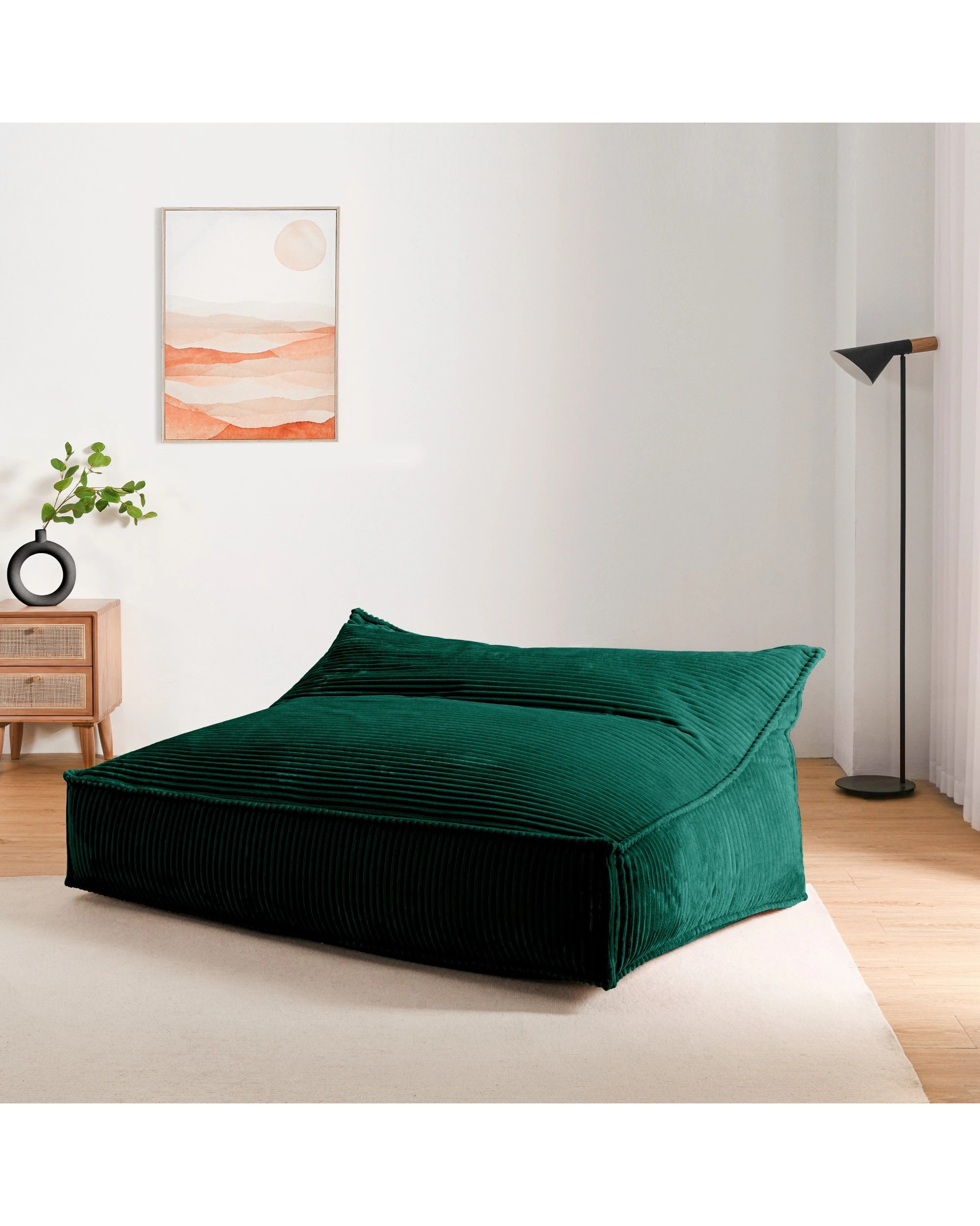 9 Cadence & Co. Wilde Ribbed Luxe Fleece Double Sofa Bean Bag Lounge Cover - Emerald, 9 of 9