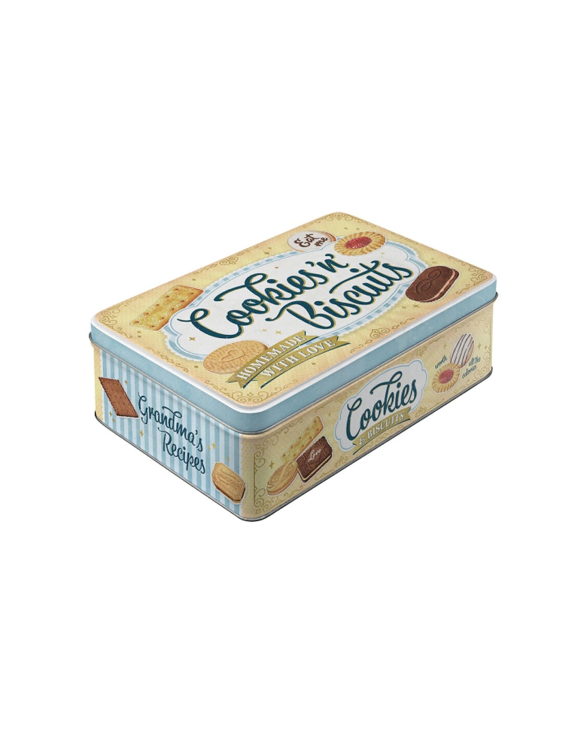 1 Nostalgic Art Flat Tin Storage Box Embossed Design 2.5L Capacity - Cookies N Biscuits - Multi, 1 of 1