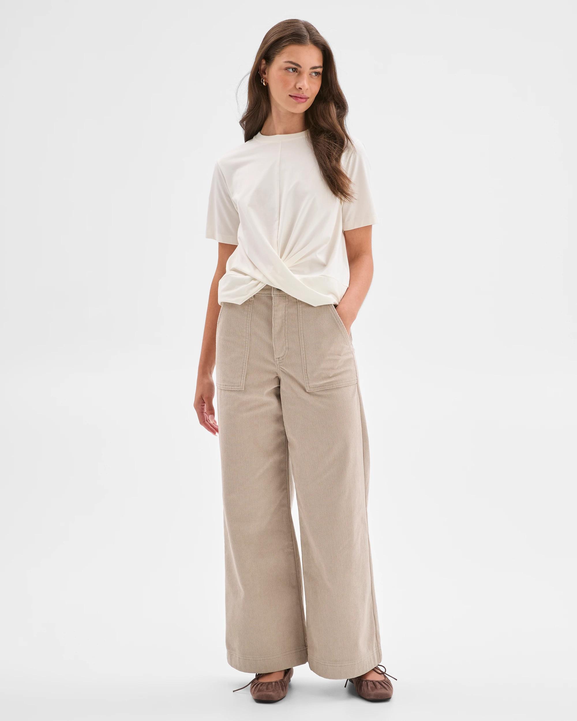 3 Target Petites Petites Corduroy Wide Leg Pants PARCHMENT, 3 of 6