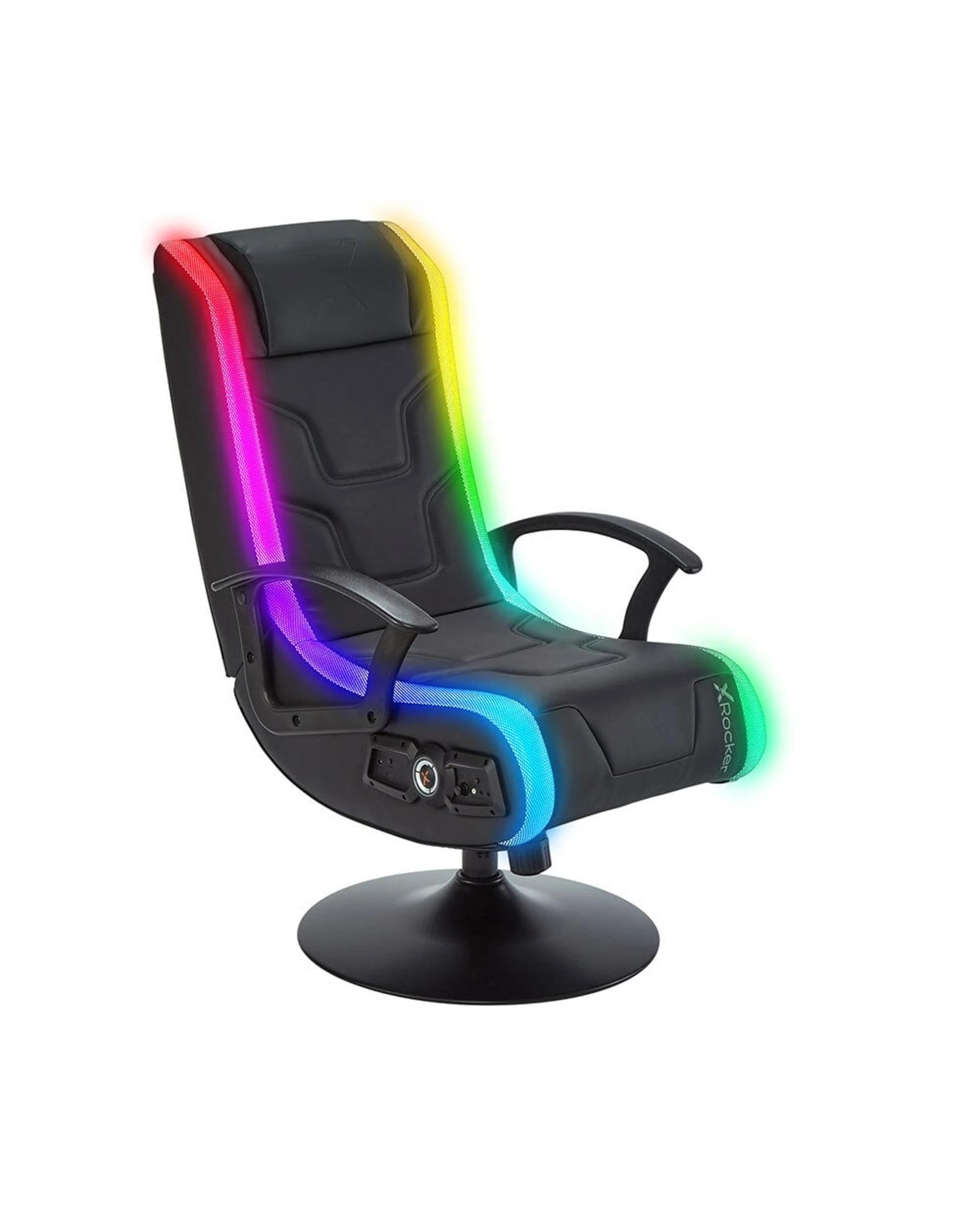 1 X Rocker Veleno 2.1 Audio Junior Gaming Chair with RGB - Black, 1 of 7