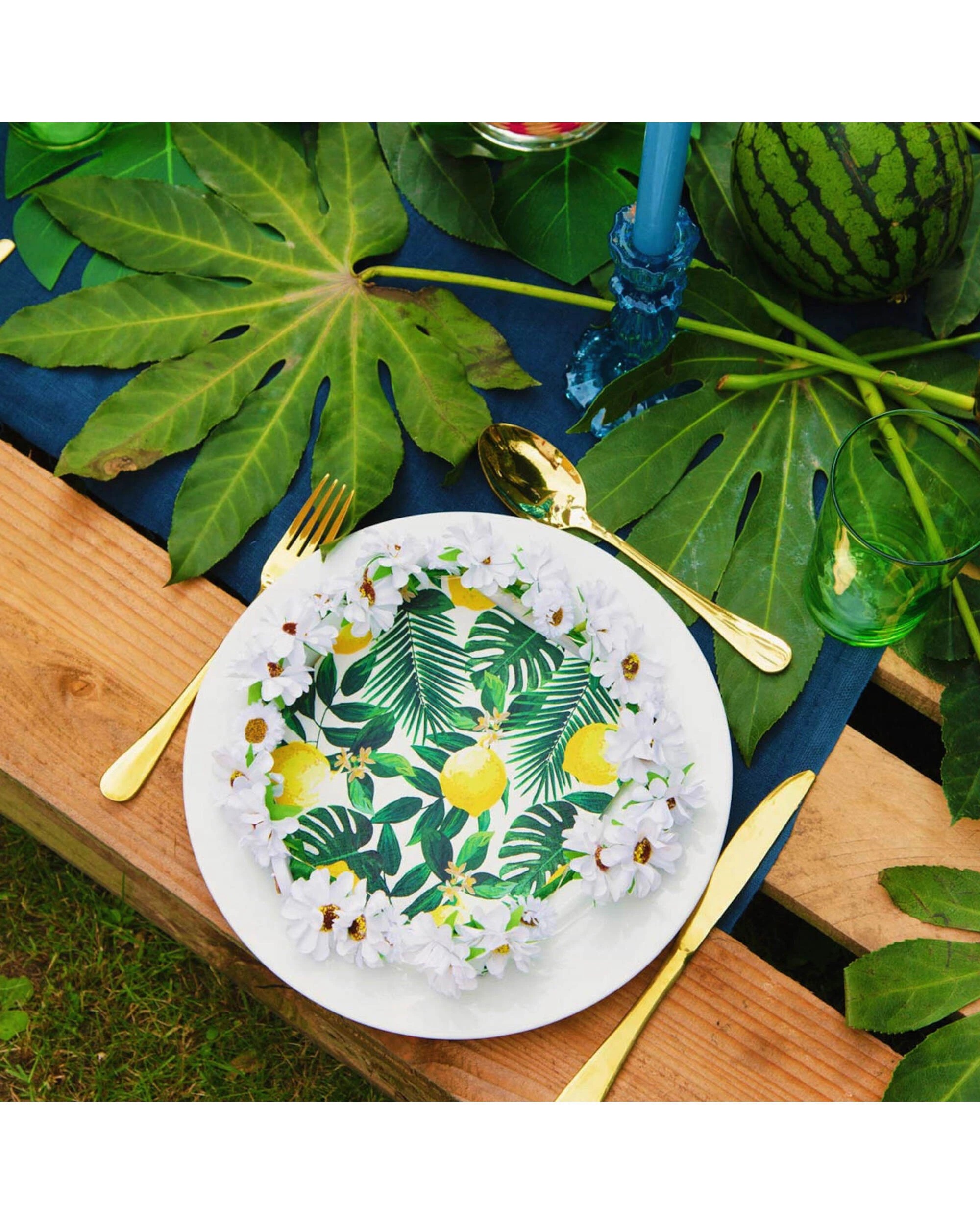 2 Talking Tables Talking Tables Tropical Palm Lemon Large Napkins Serviettes Pack of 20 - Multi, 2 of 5