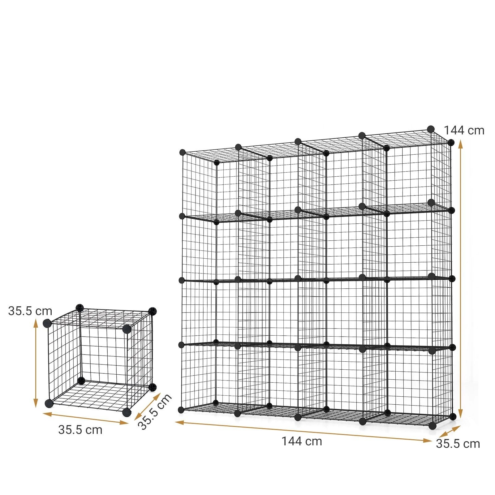 2 Costway 16 Cubes Grid Wire Storage Cabinet DIY Modular Shelf Organizer Rack - Black, 2 of 3