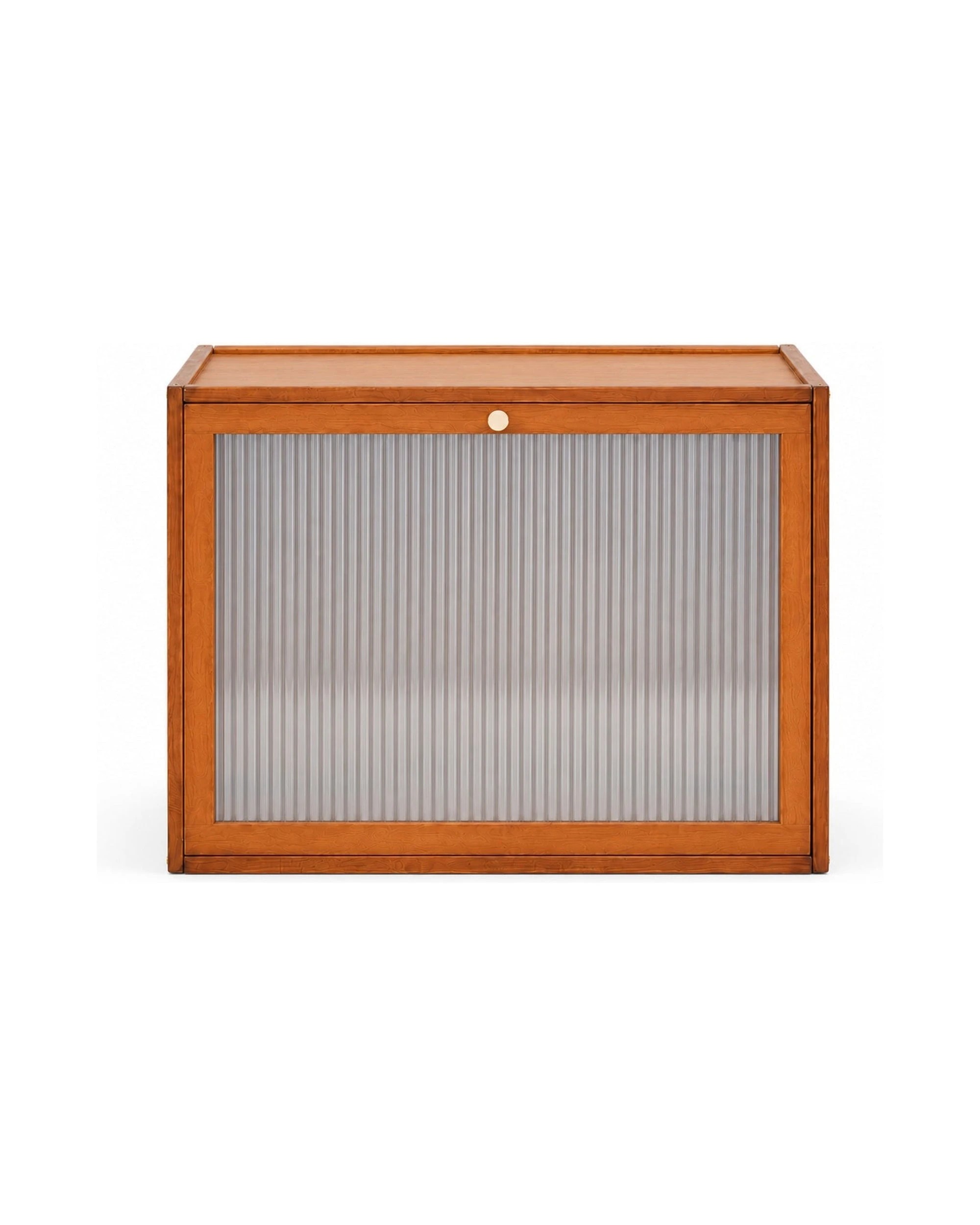 3 Foret Stackable Storage Cabinet With Fluted Door Modular Shoe Box Amber Brown, 3 of 6