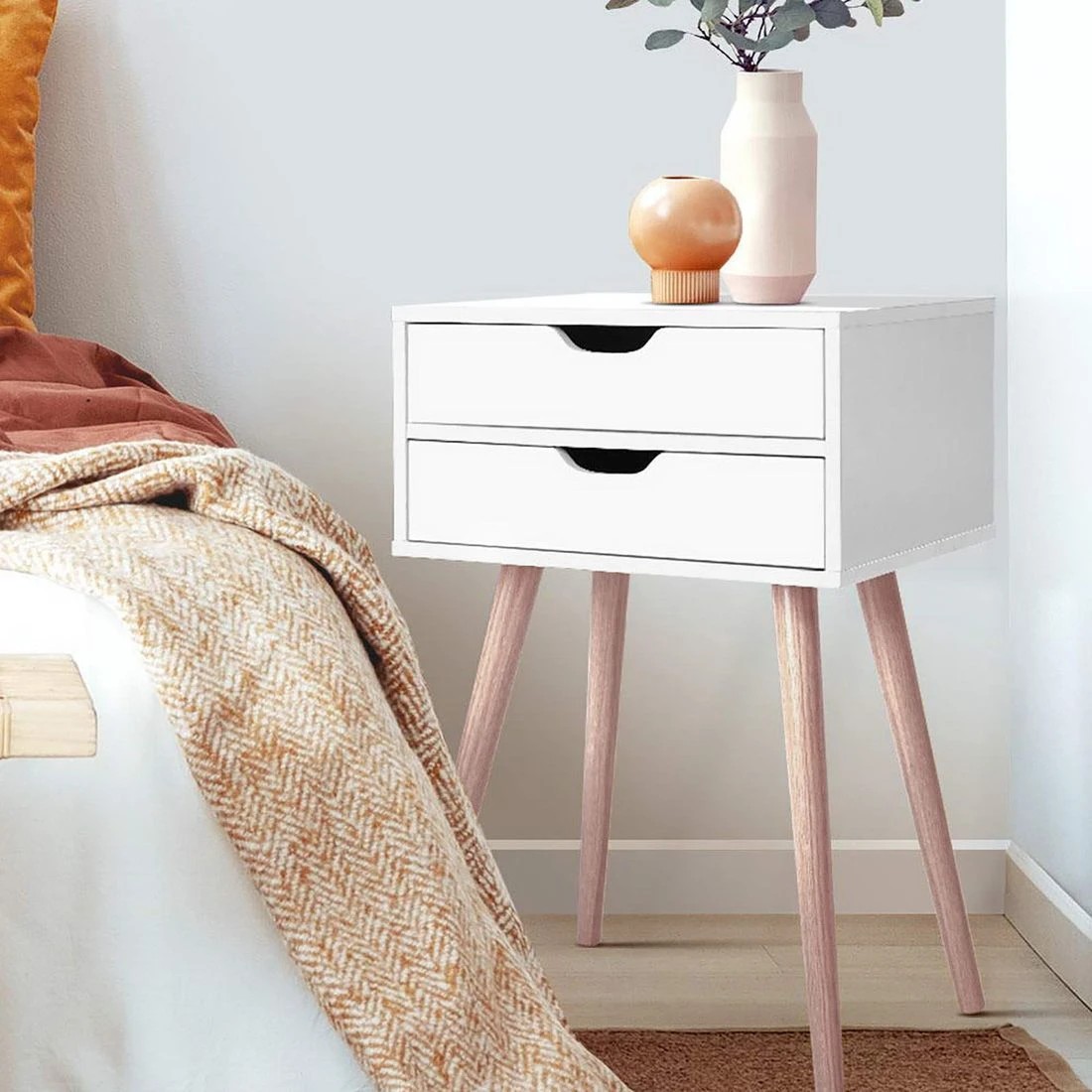 6 Artiss Bedside Table 2 Drawers - White, 6 of 6