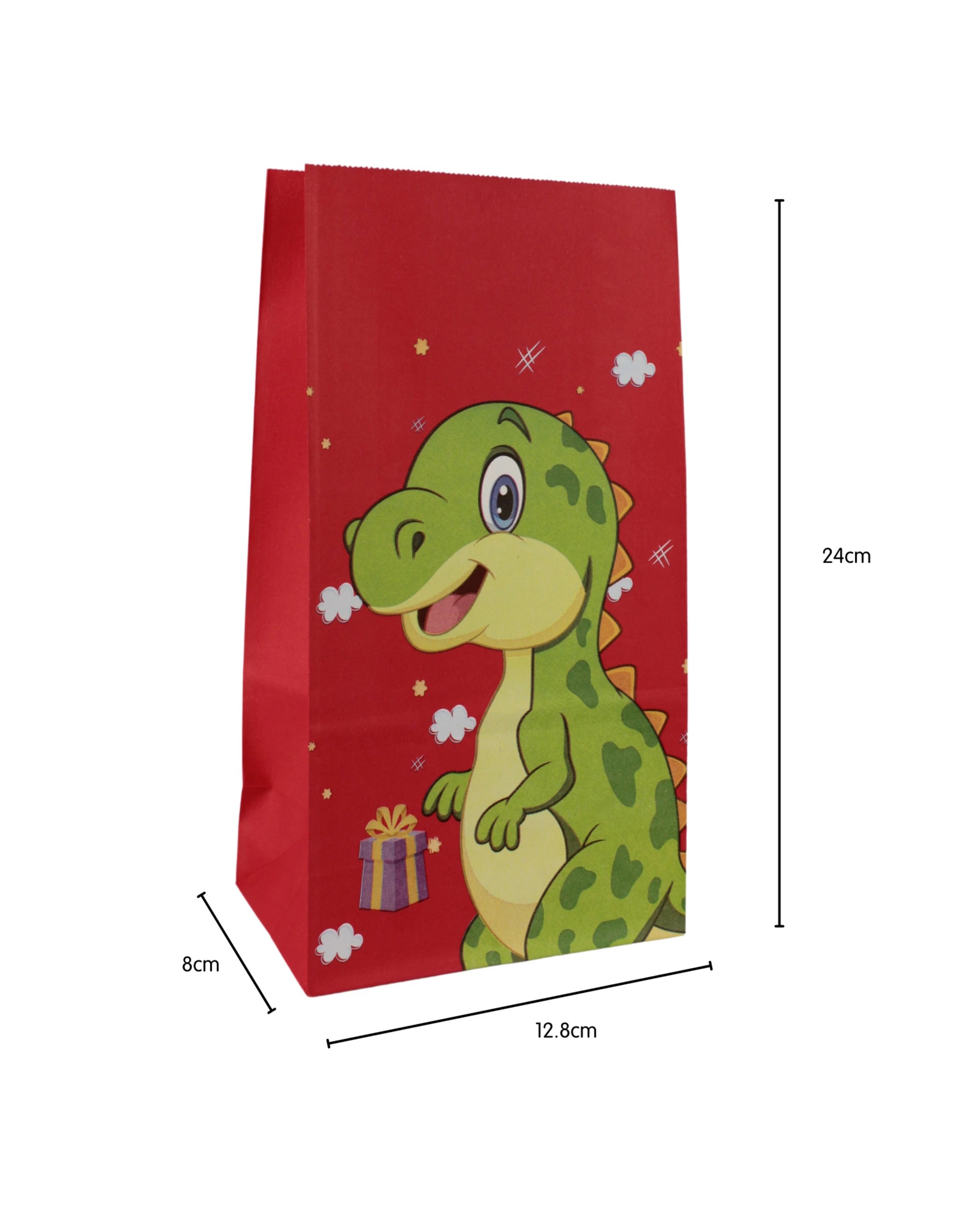 3 Party Maker Dinosaur Paper Party Bags With Stickers Pack of 12 - Red, 3 of 5