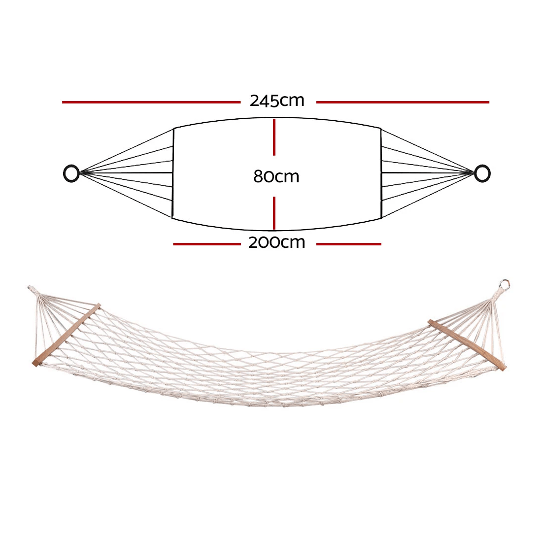 2 Gardeon Hammock Bed Outdoor Chair Camping Hammocks Hanging Mesh - Beige, 2 of 7