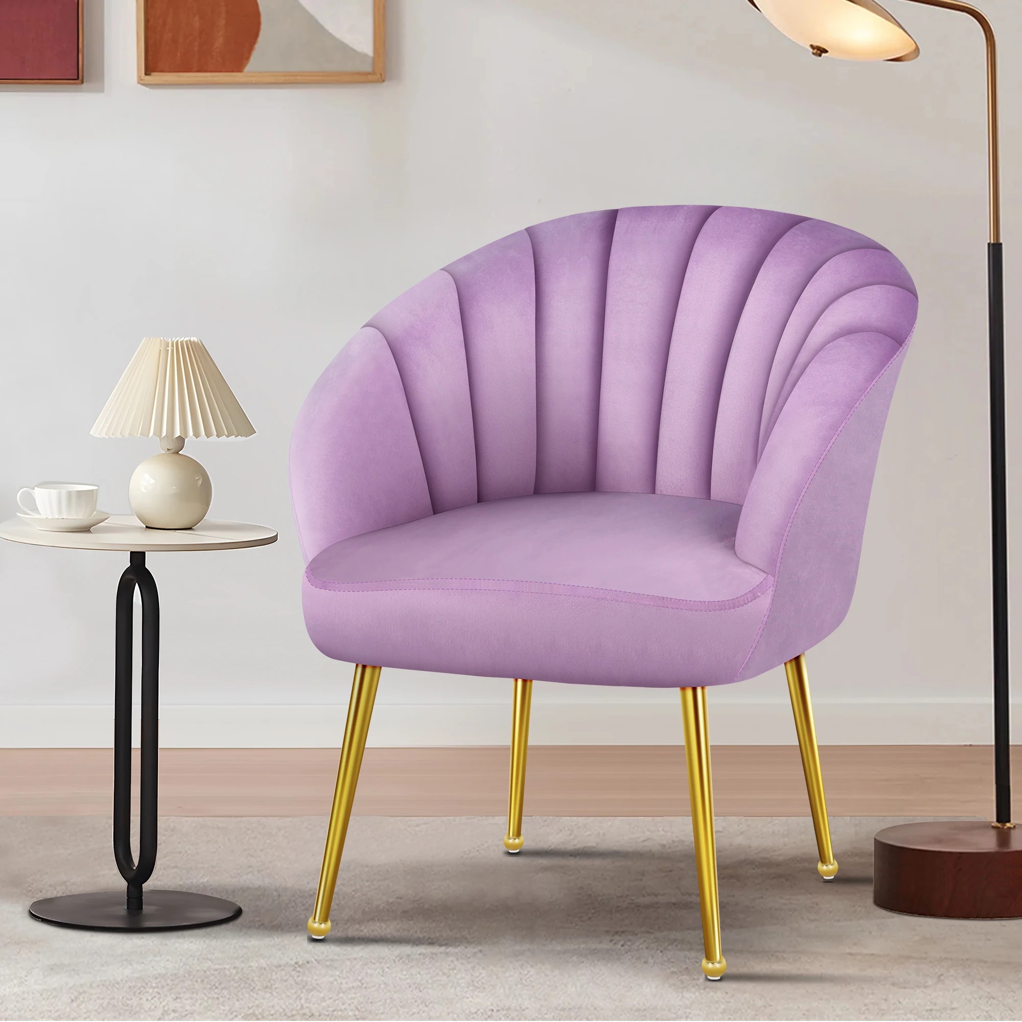 4 Alfordson Armchair Lounge Chair Accent Tub Chair Sofa Couch Velvet - Purple, 4 of 9