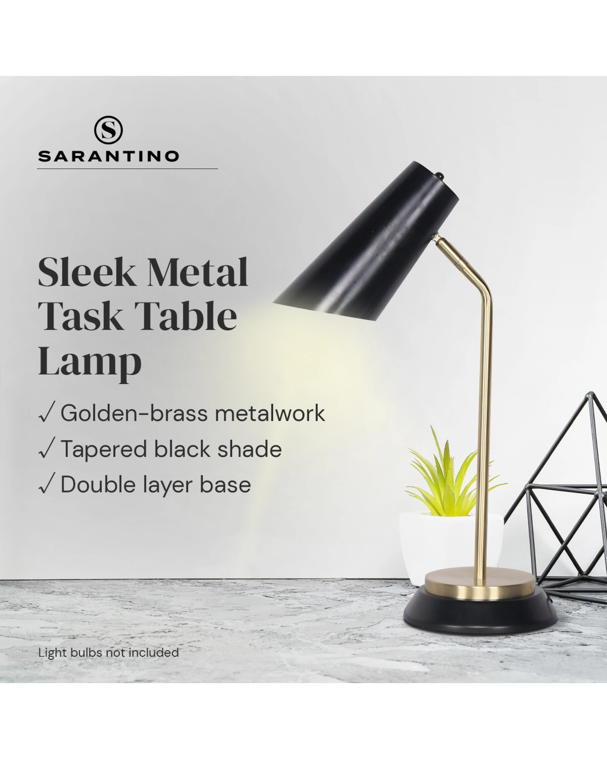 8 Sarantino Black-Brass Desk Task Table Lamp, 8 of 10