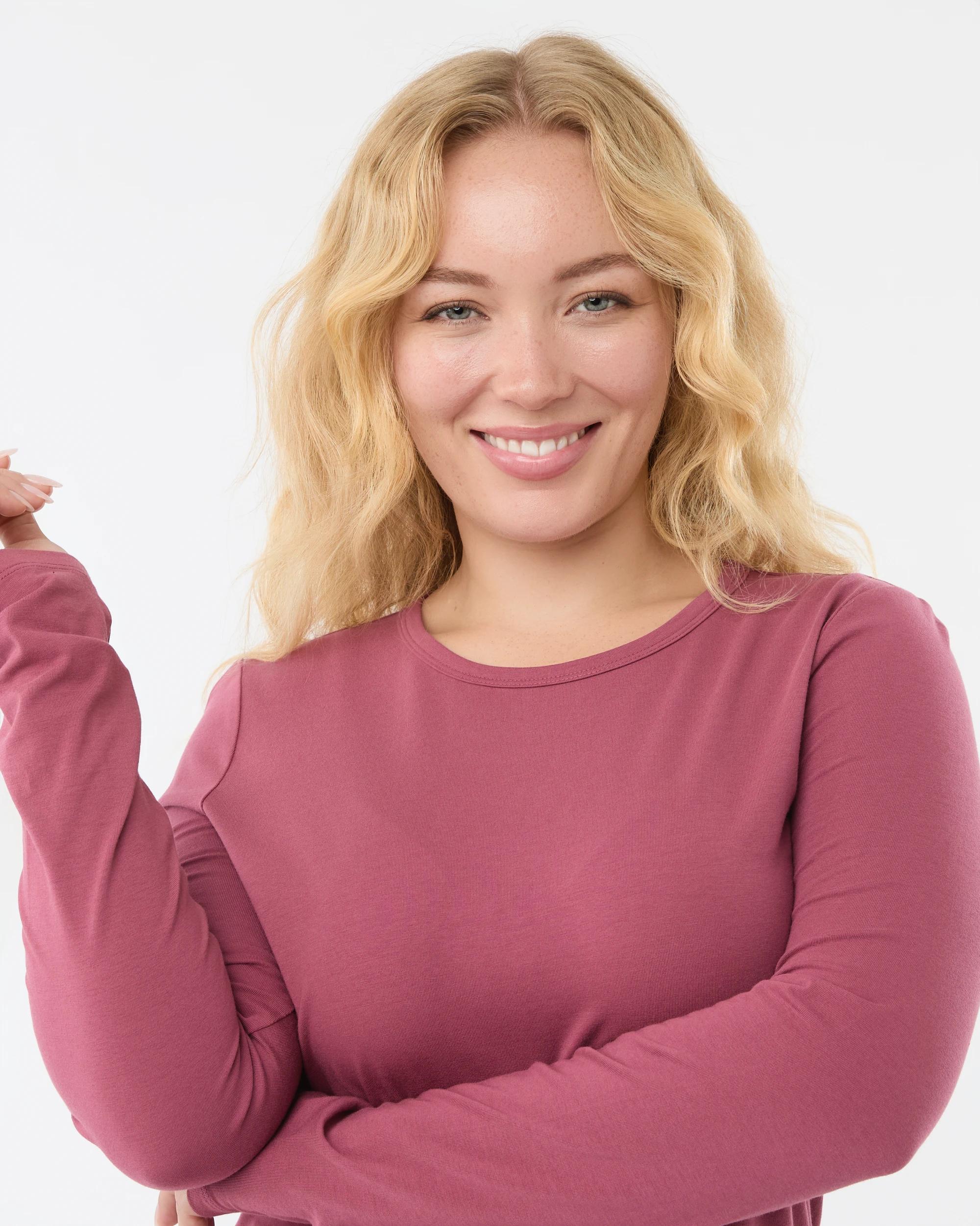 5 Long Sleeve Stretch Crew Neck T-shirt Maroon, 5 of 6