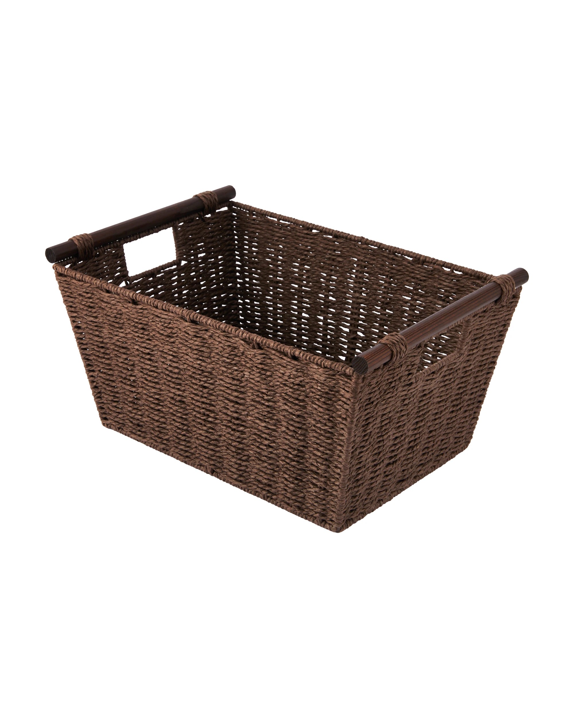 1 Rectangle Wood Handle Basket - Chocolate, 1 of 5