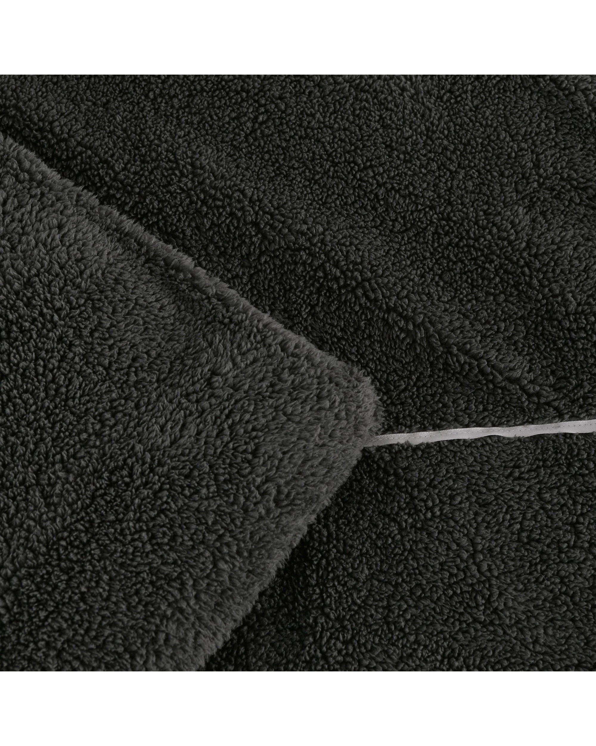 6 Dreamaker Jasper Teddy Fleece Quilt Cover Set - Single Bed - Charcoal, 6 of 8