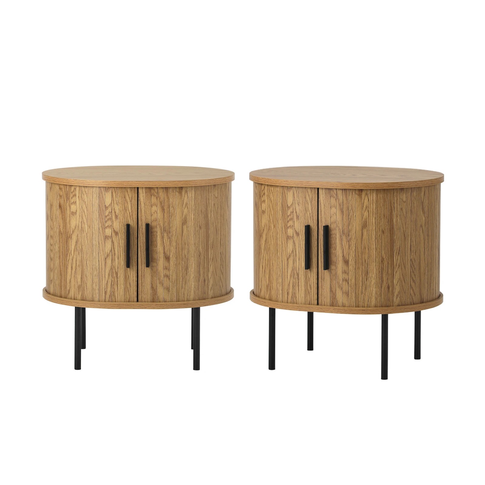 1 Oikiture Set of 2 Bedside Tables Side End Tables 2-tier Storage Cabinet - Natural, 1 of 9