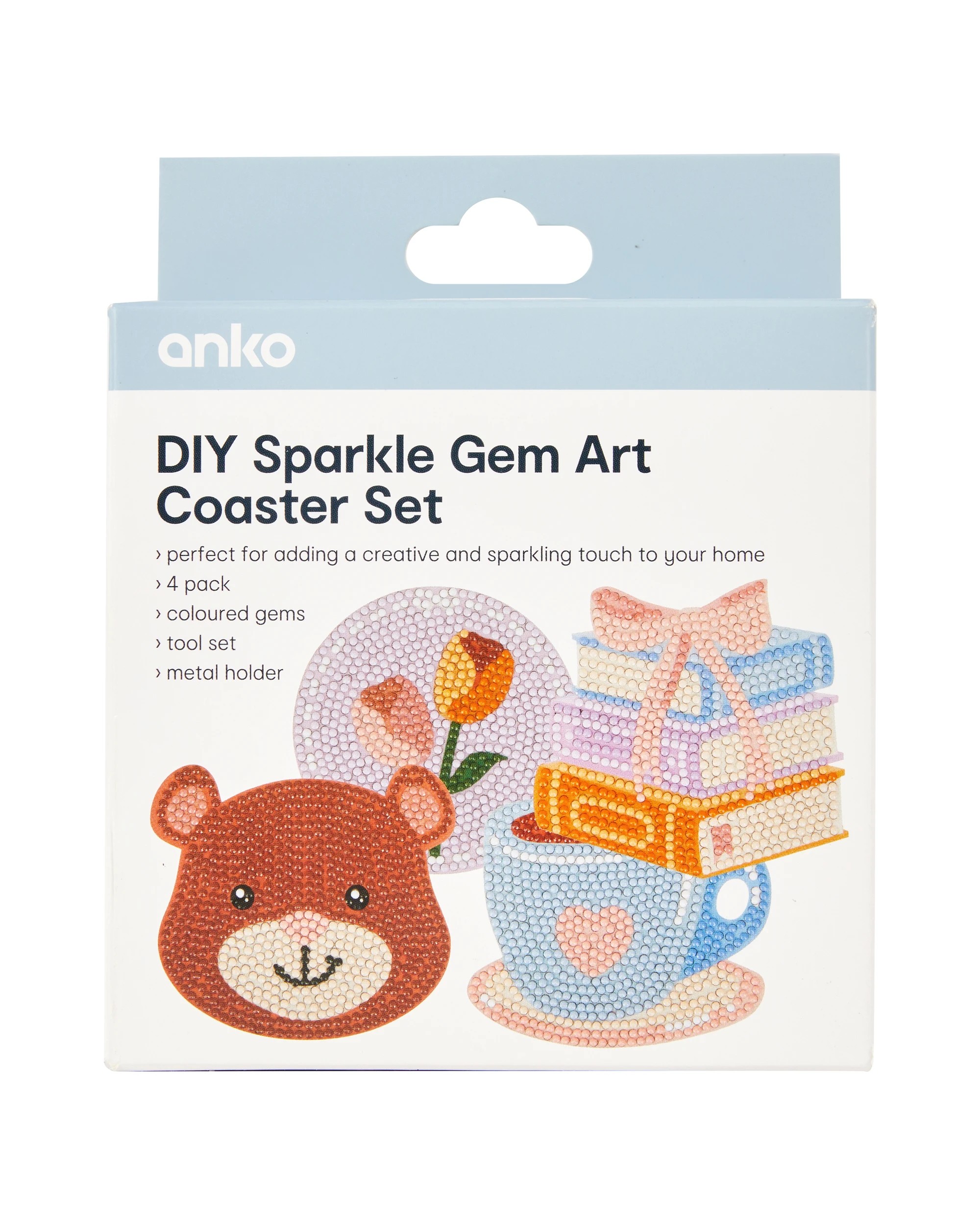 1 DIY Sparkle Gem Art Coaster Set - Book Nook, 1 of 3