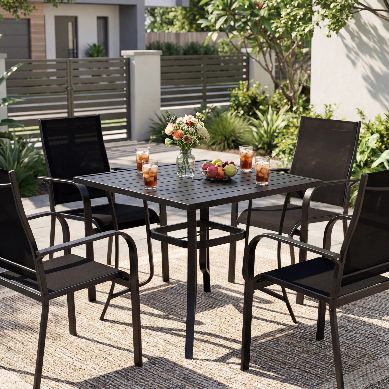 4 Costway 91cm Square Patio Table for 4 Outdoor Furniture Classic Bistro Table, 4 of 6